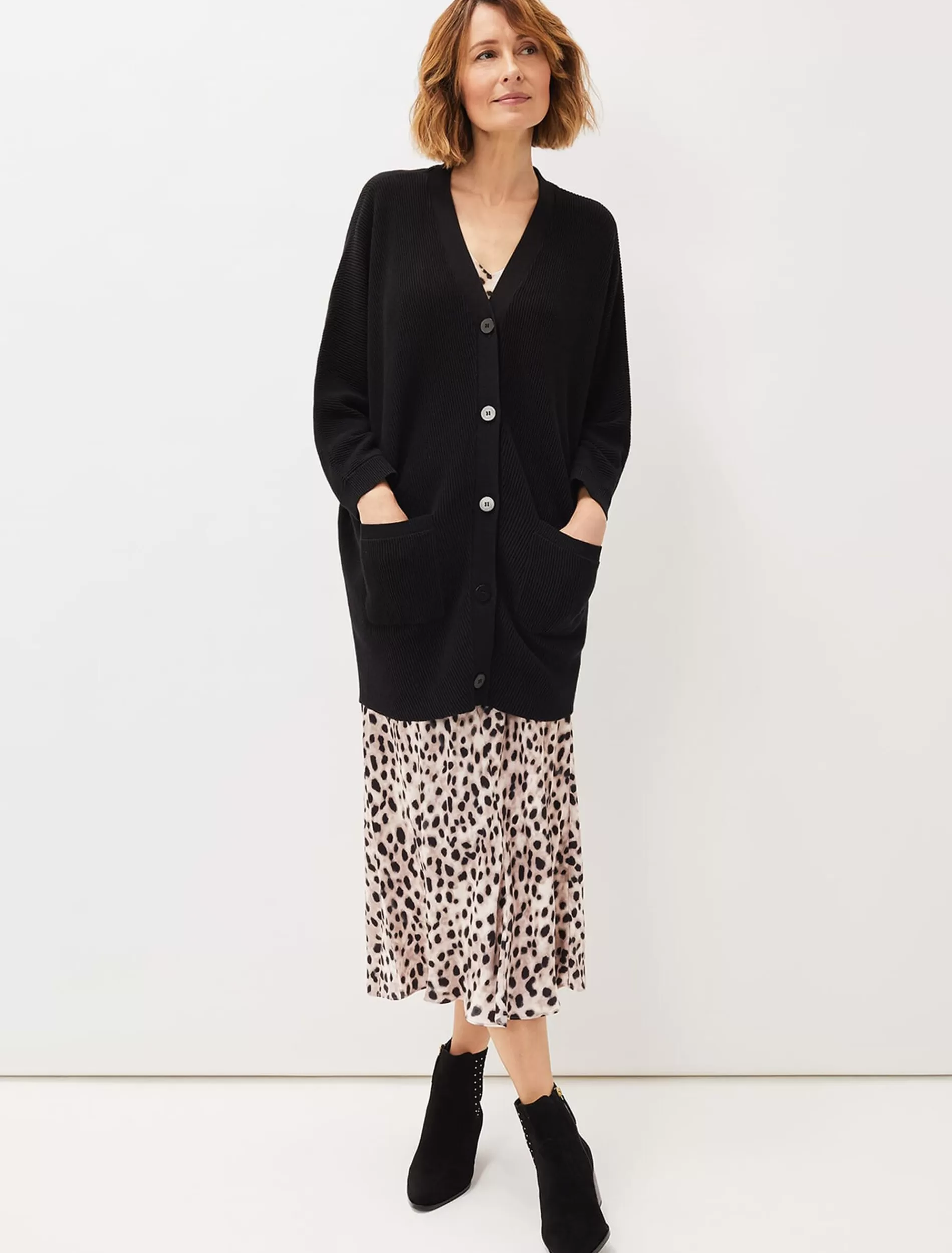 Phase Eight Annabella Ribbed Cocoon Cardigan Black Shop