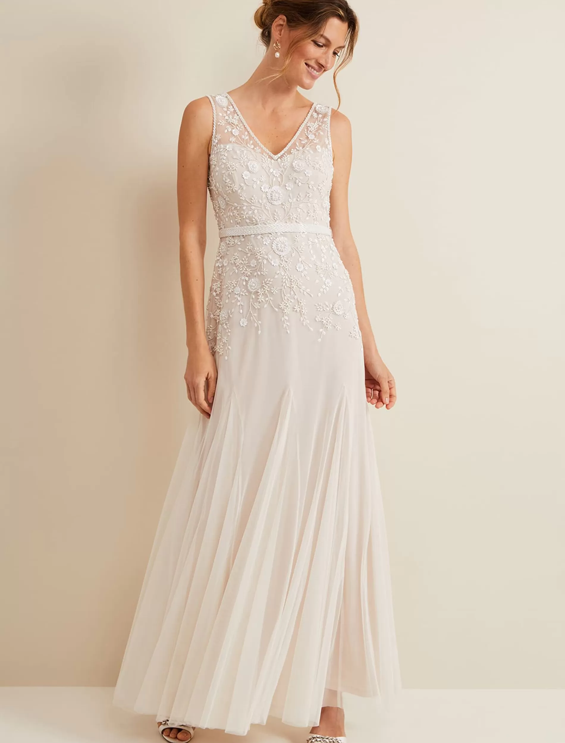 Phase Eight Annalise Beaded Bridal Dress Porcelian Discount