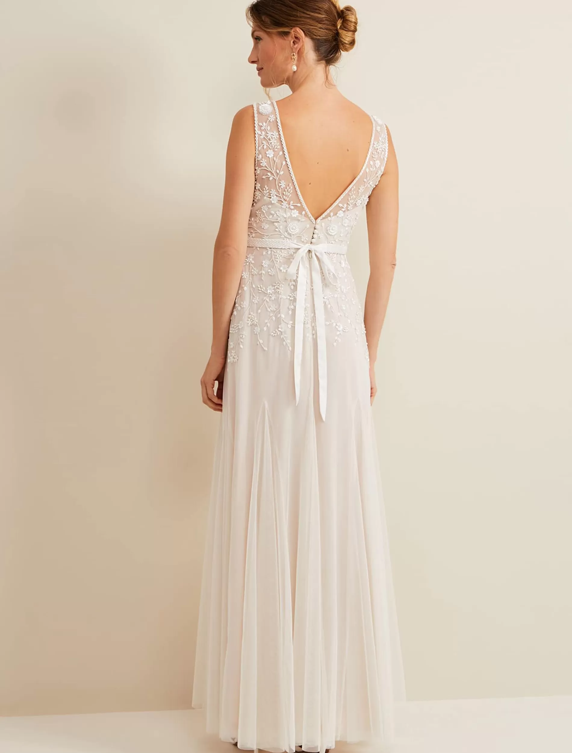 Phase Eight Annalise Beaded Bridal Dress Porcelian Discount