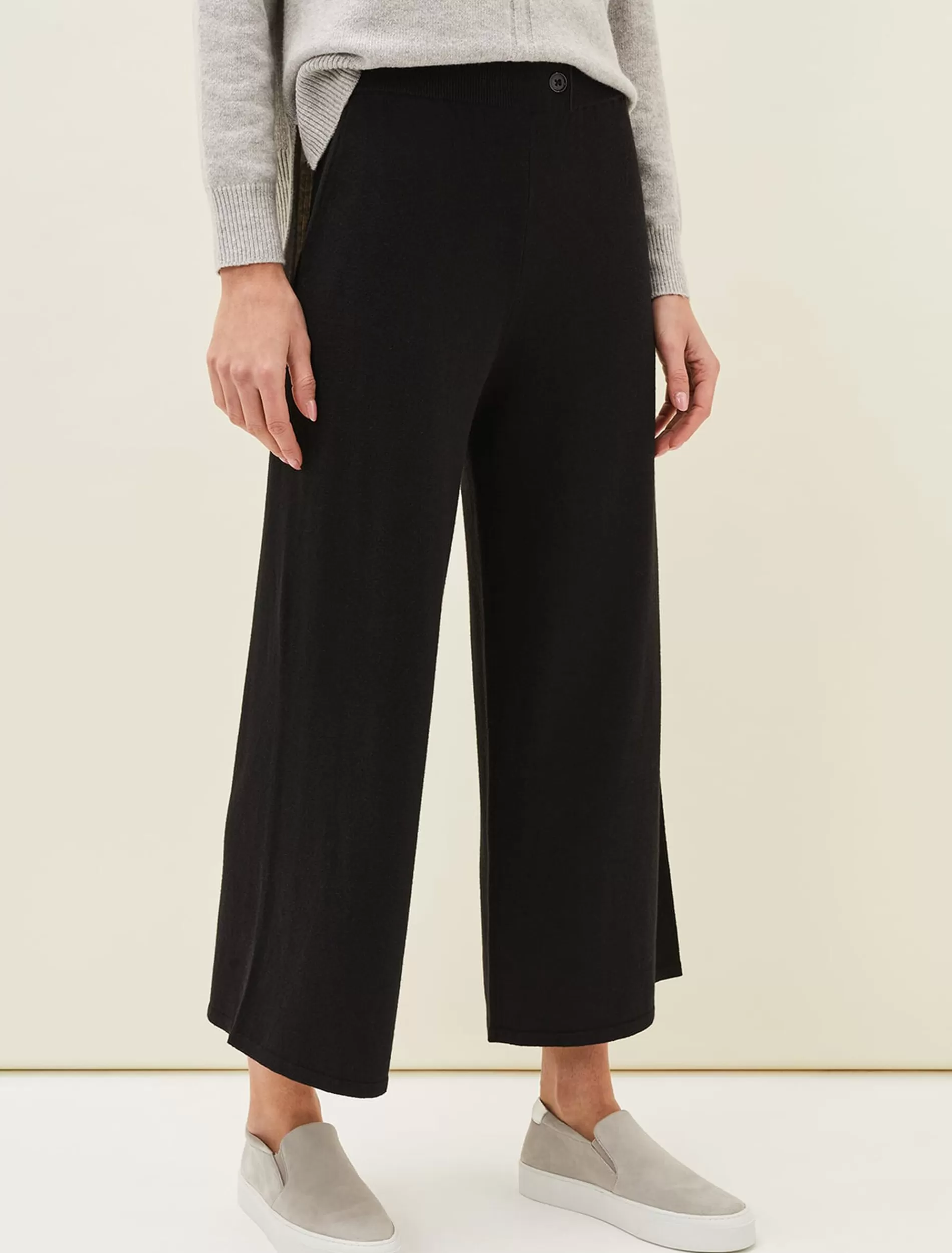 Phase Eight Annan Knitted Wide Leg Culottes Black Clearance