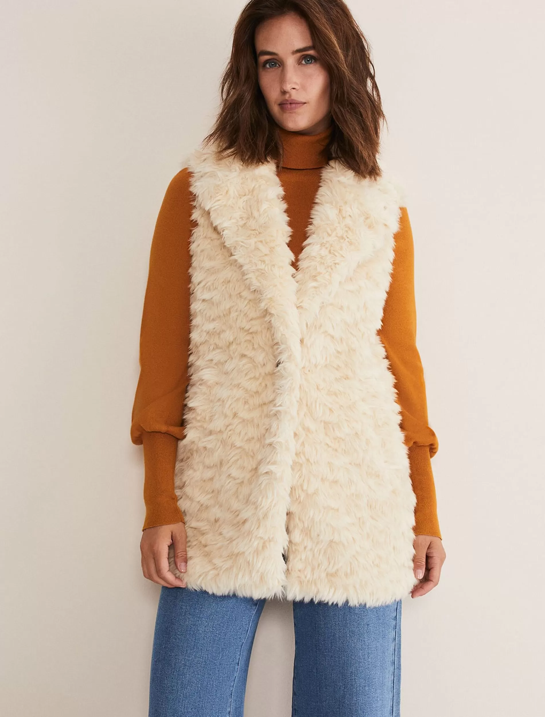 Phase Eight Annie Faux Fur Gilet Cream Best Sale