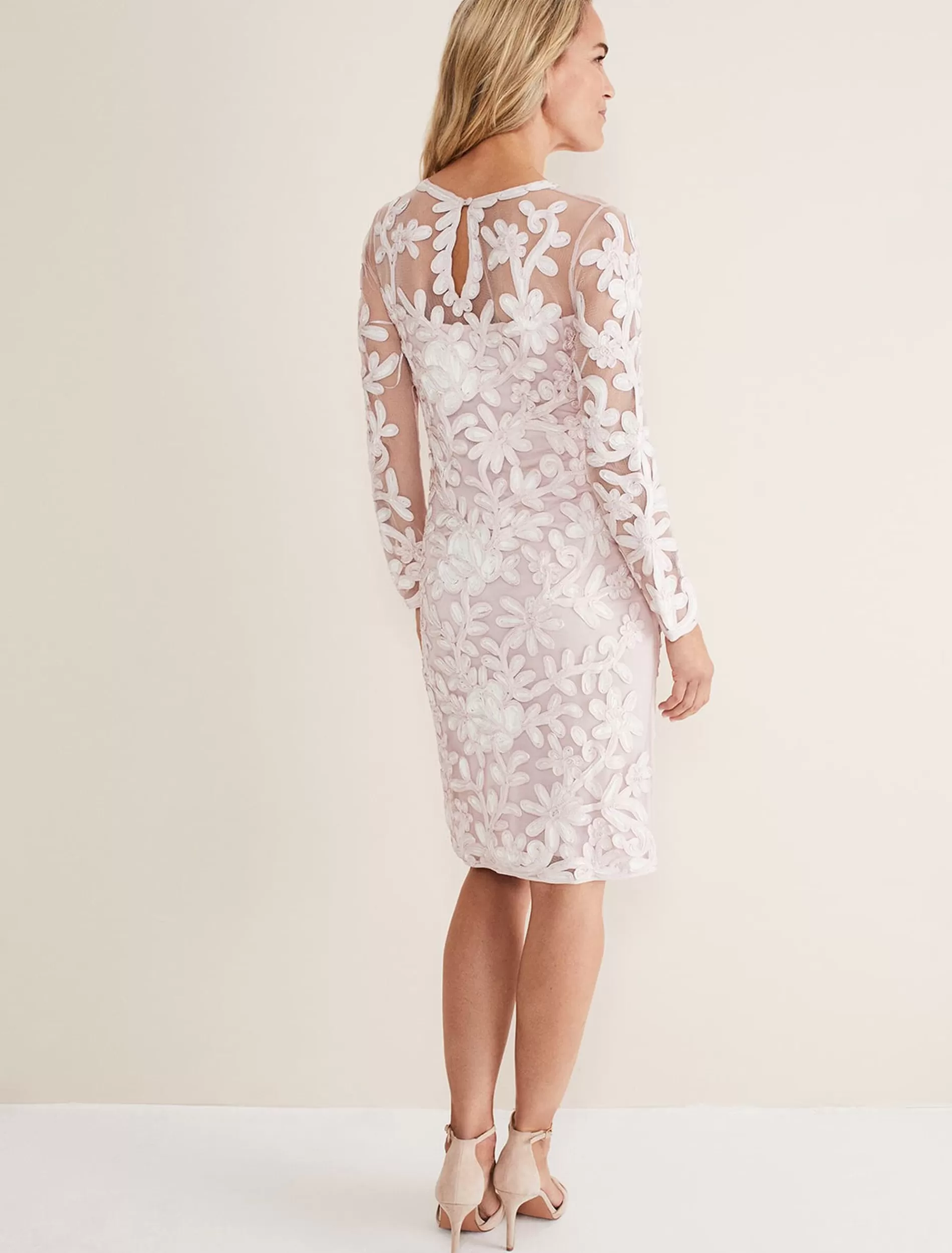 Phase Eight Annika Tapework Midi Dress Antique Rose/Ivory Best Sale