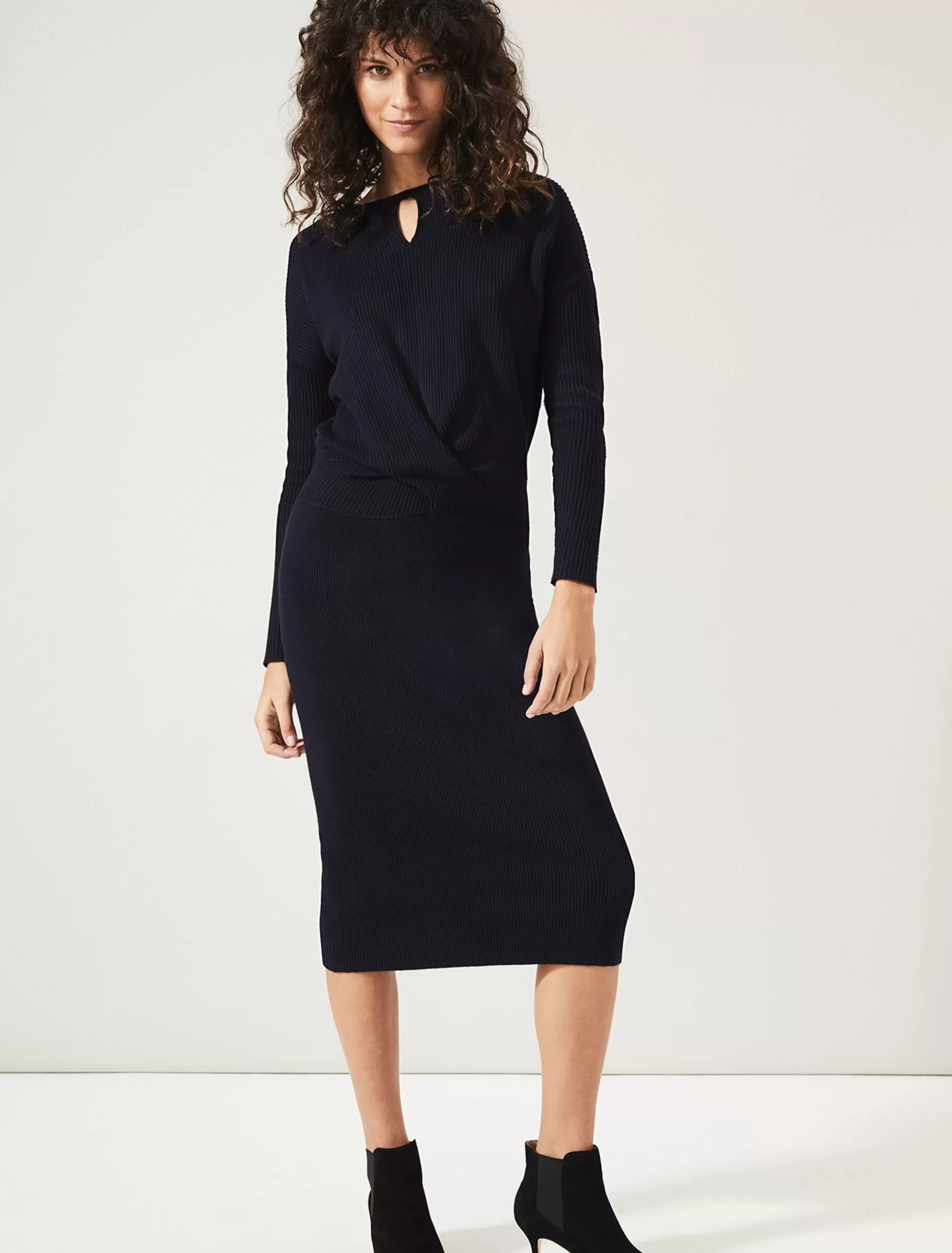 Phase Eight Annis Twist Knit Dress Navy Best Sale