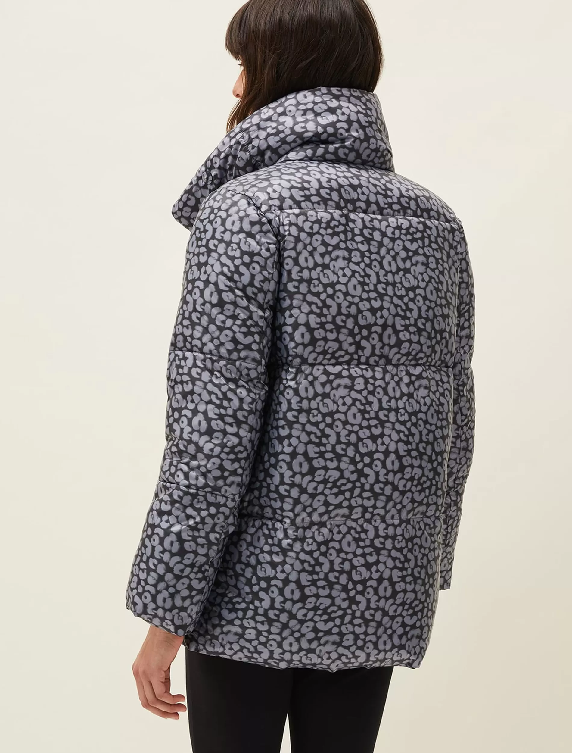 Phase Eight Anny Animal Print Puffer Coat Grey Multi Cheap