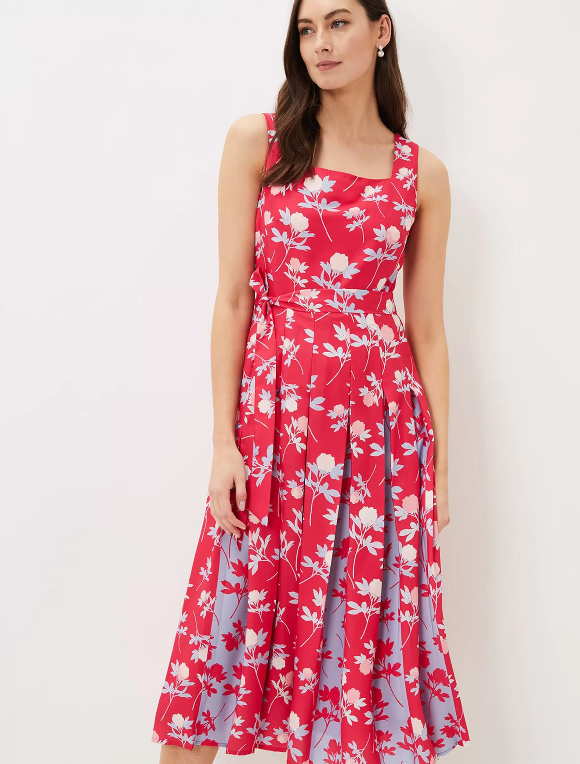 Phase Eight Antonella Print Fit And Flare Dress Lipstick/Pale Blue Fashion