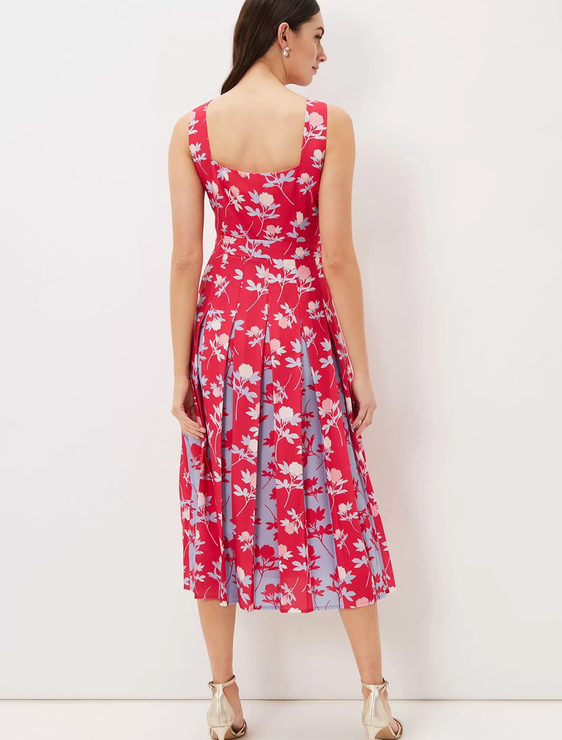 Phase Eight Antonella Print Fit And Flare Dress Lipstick/Pale Blue Fashion