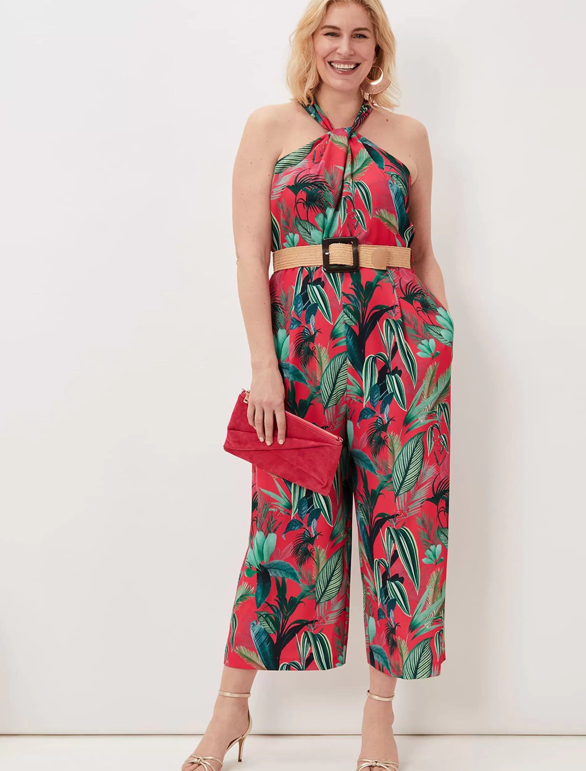 Phase Eight Antonia Palm Print Jumpsuit Multi-Coloured Online