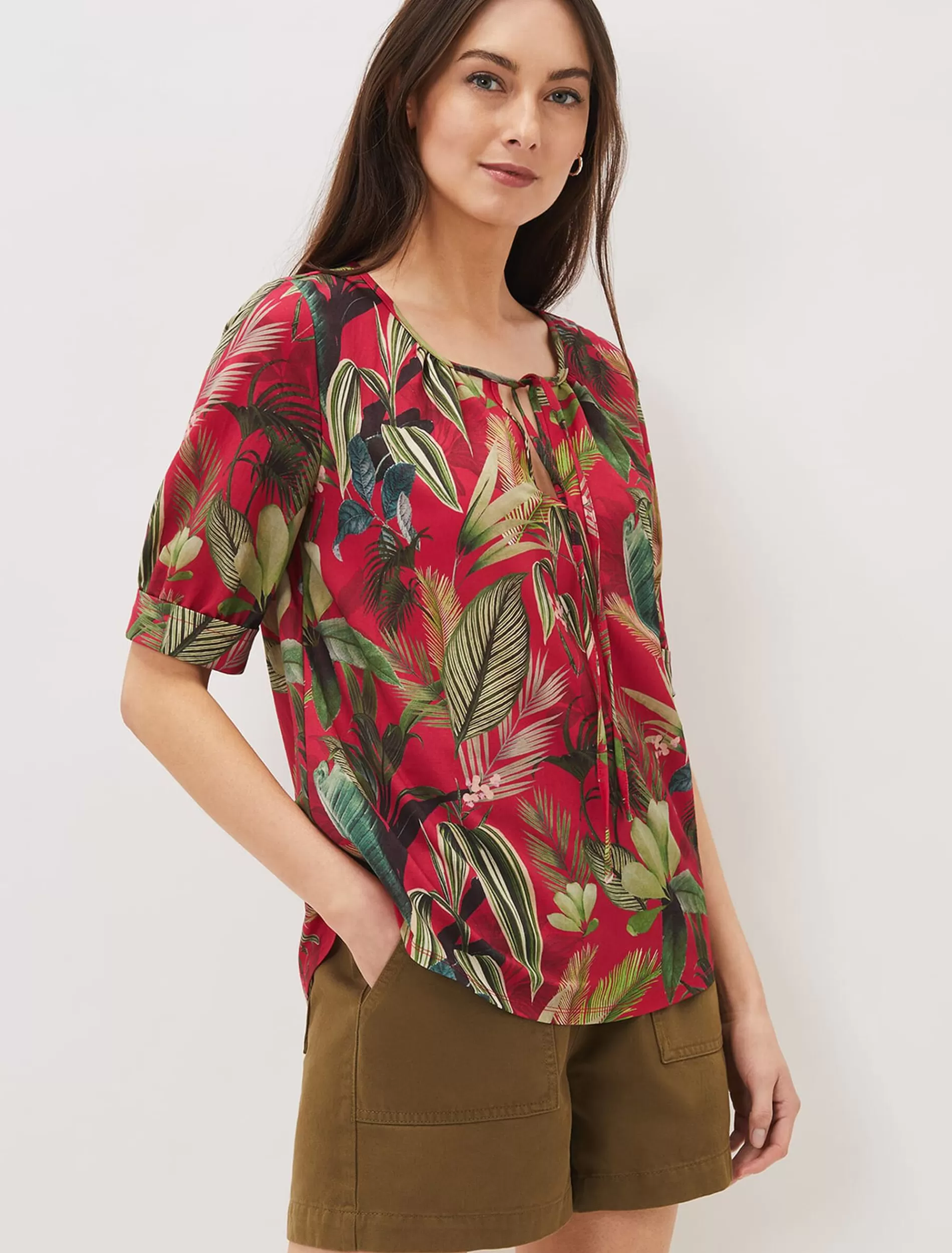 Phase Eight Antonia Tropical Print Top Hot Pink Flash Sale