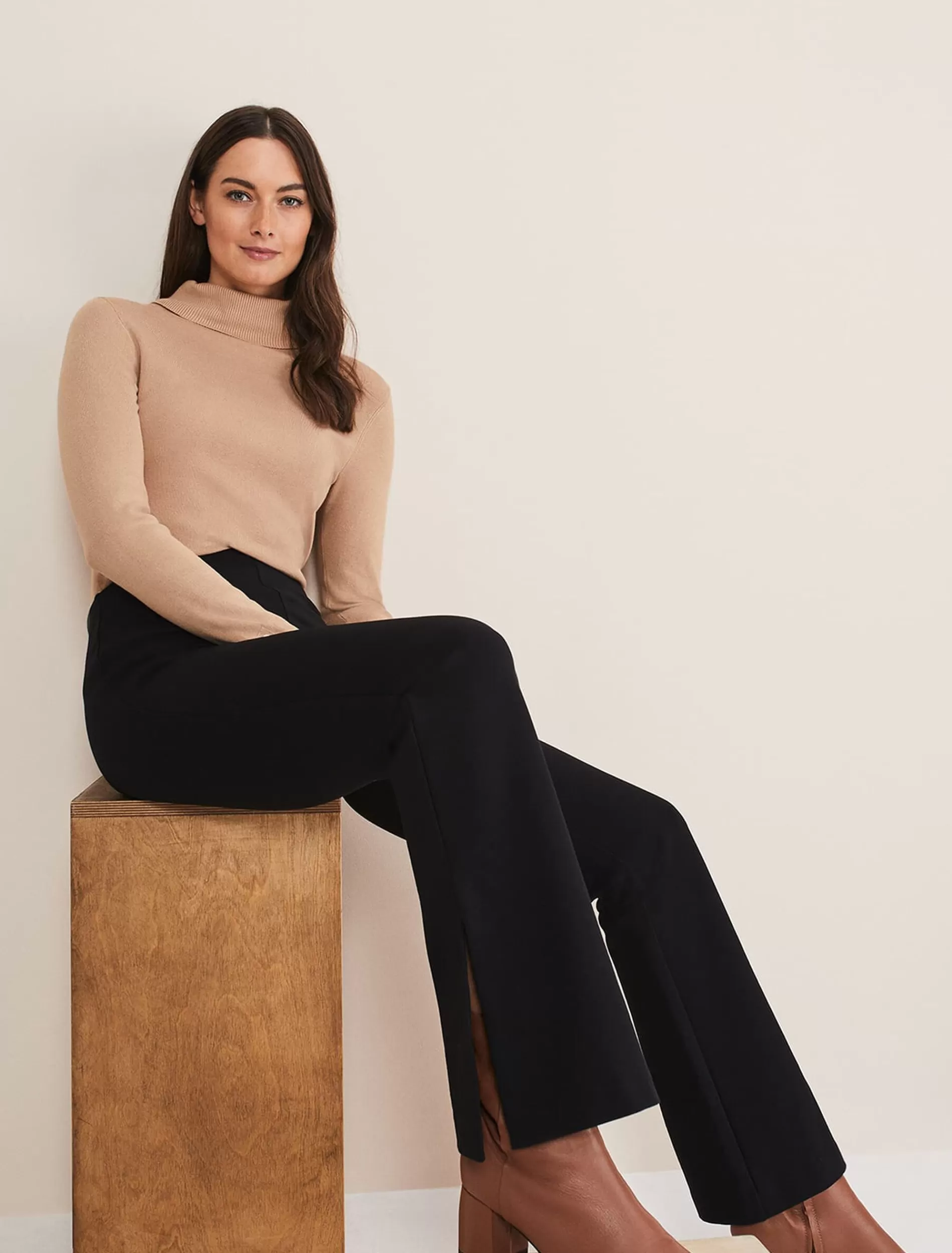 Phase Eight Ara Side Split Bootcut Ponte Trouser Black Discount