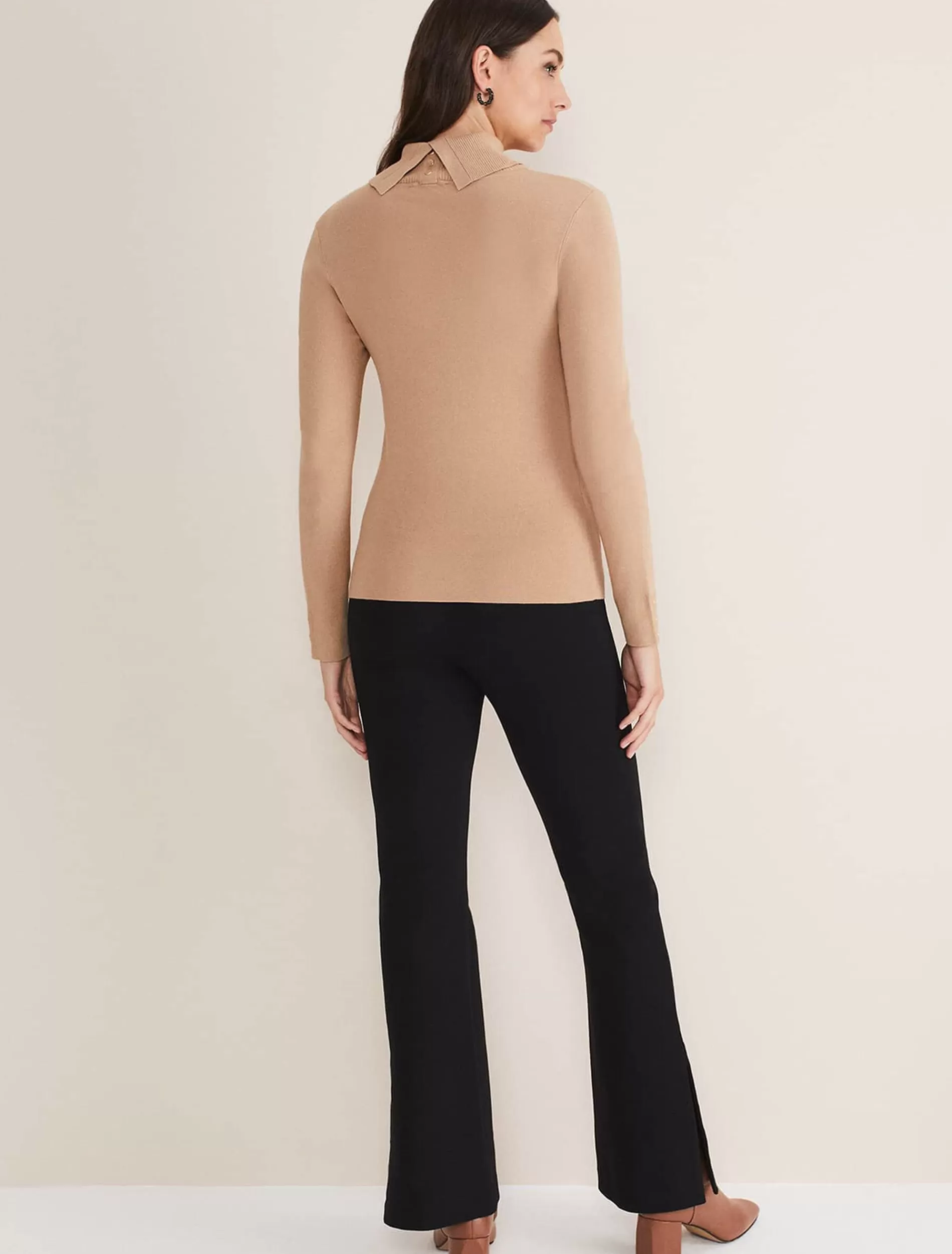 Phase Eight Ara Side Split Bootcut Ponte Trouser Black Discount