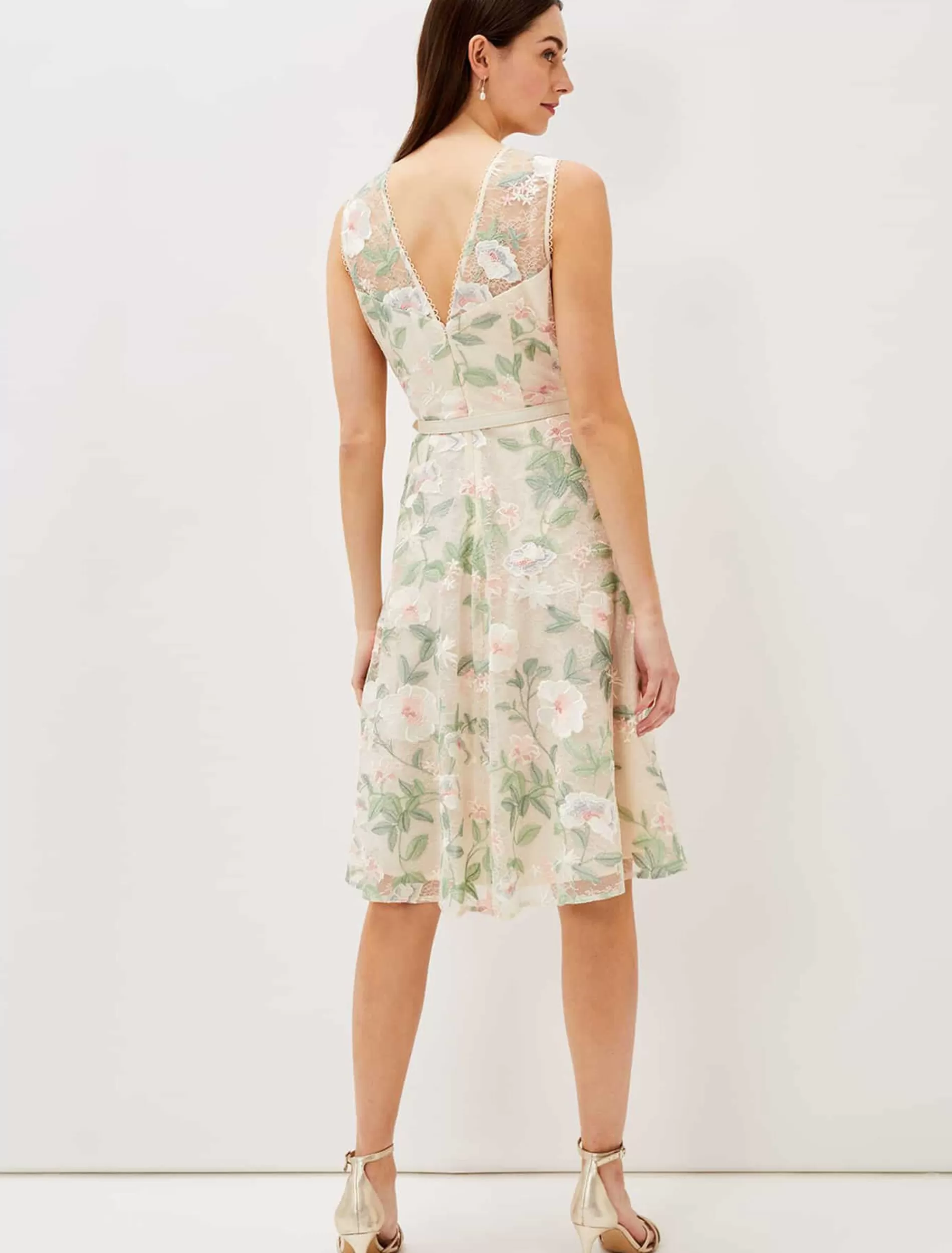 Phase Eight Aria Embroidered Lace Fit & Flare Dress Buttermilk Fashion