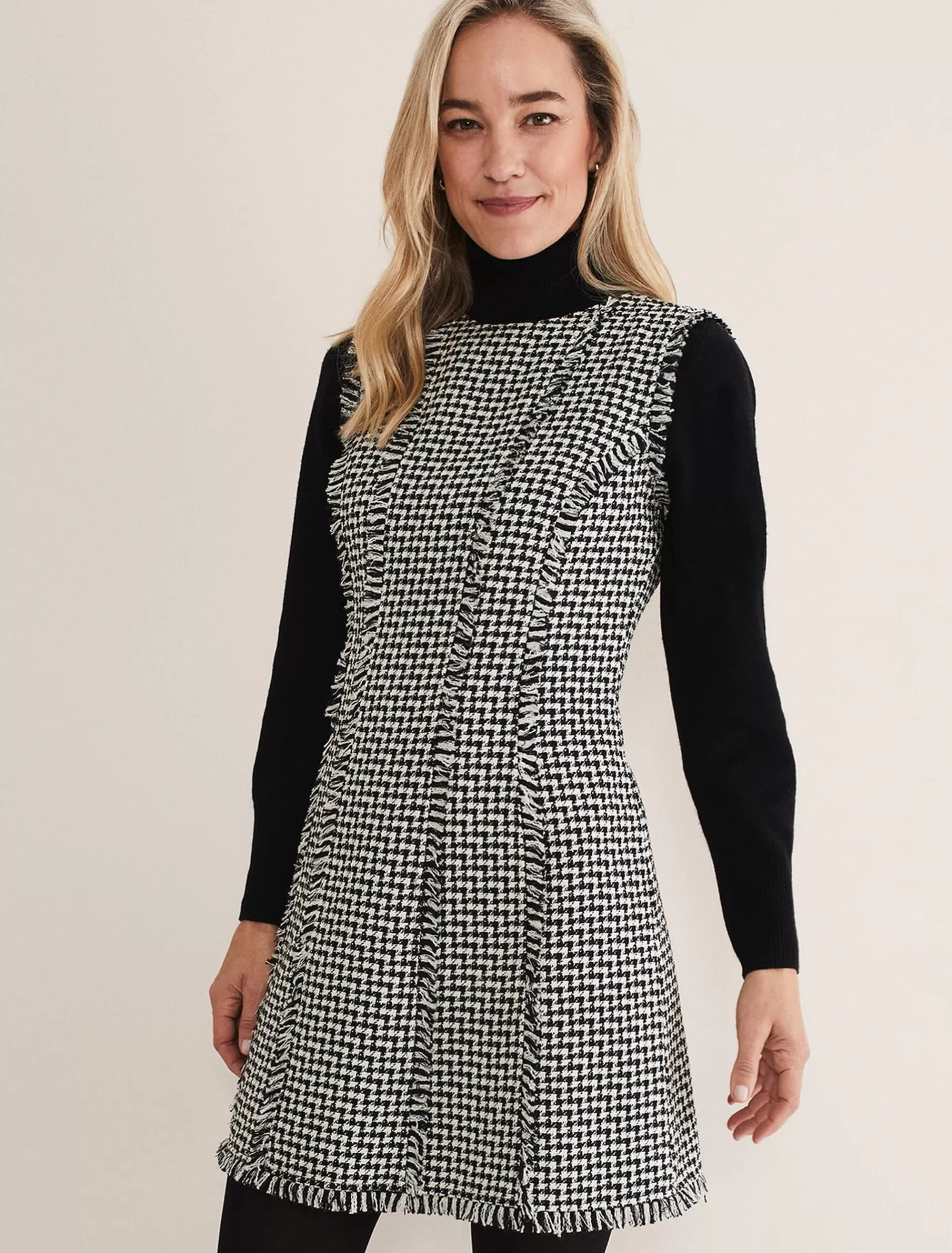 Phase Eight Arie Tweed Mini Dress Black/White Best