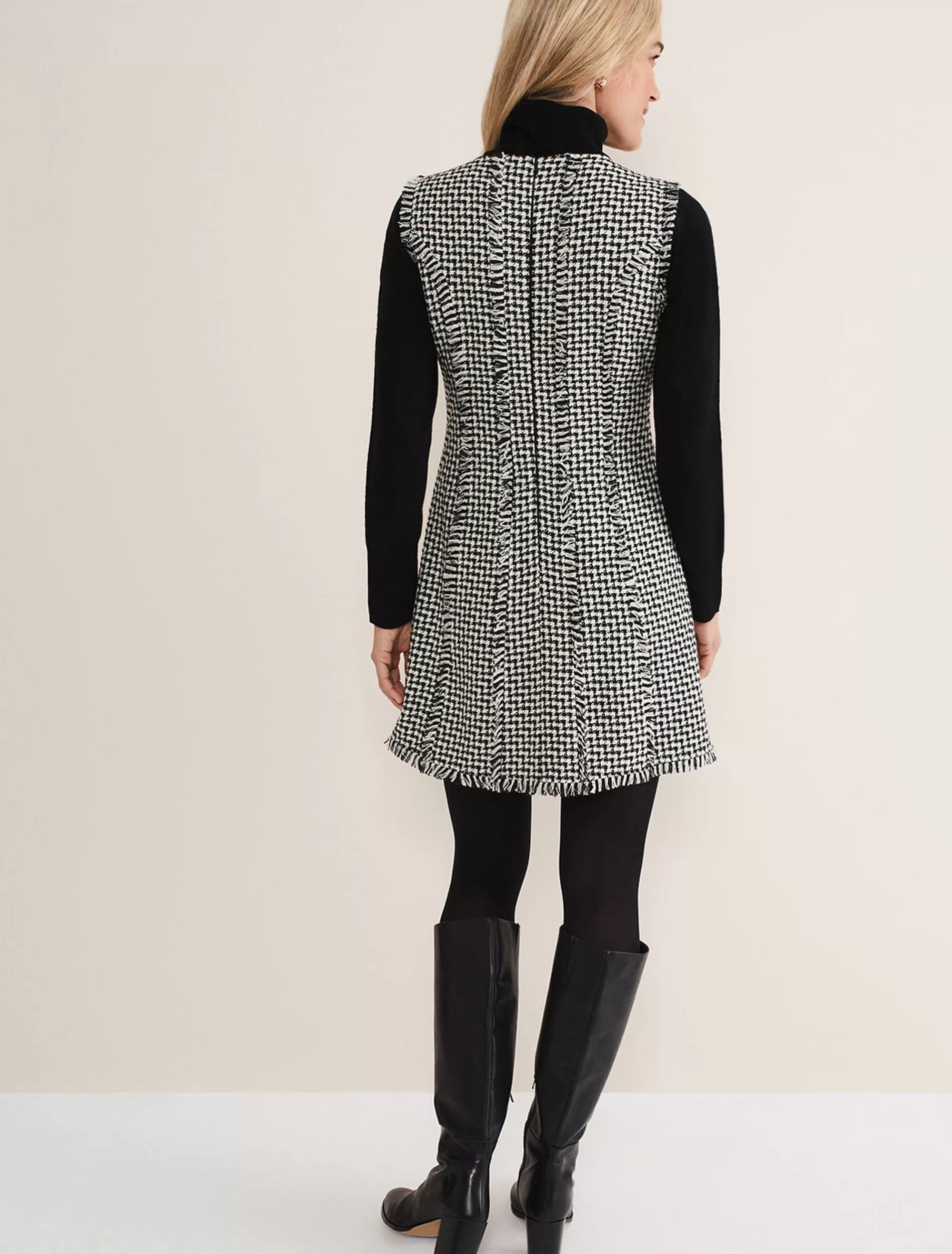 Phase Eight Arie Tweed Mini Dress Black/White Best