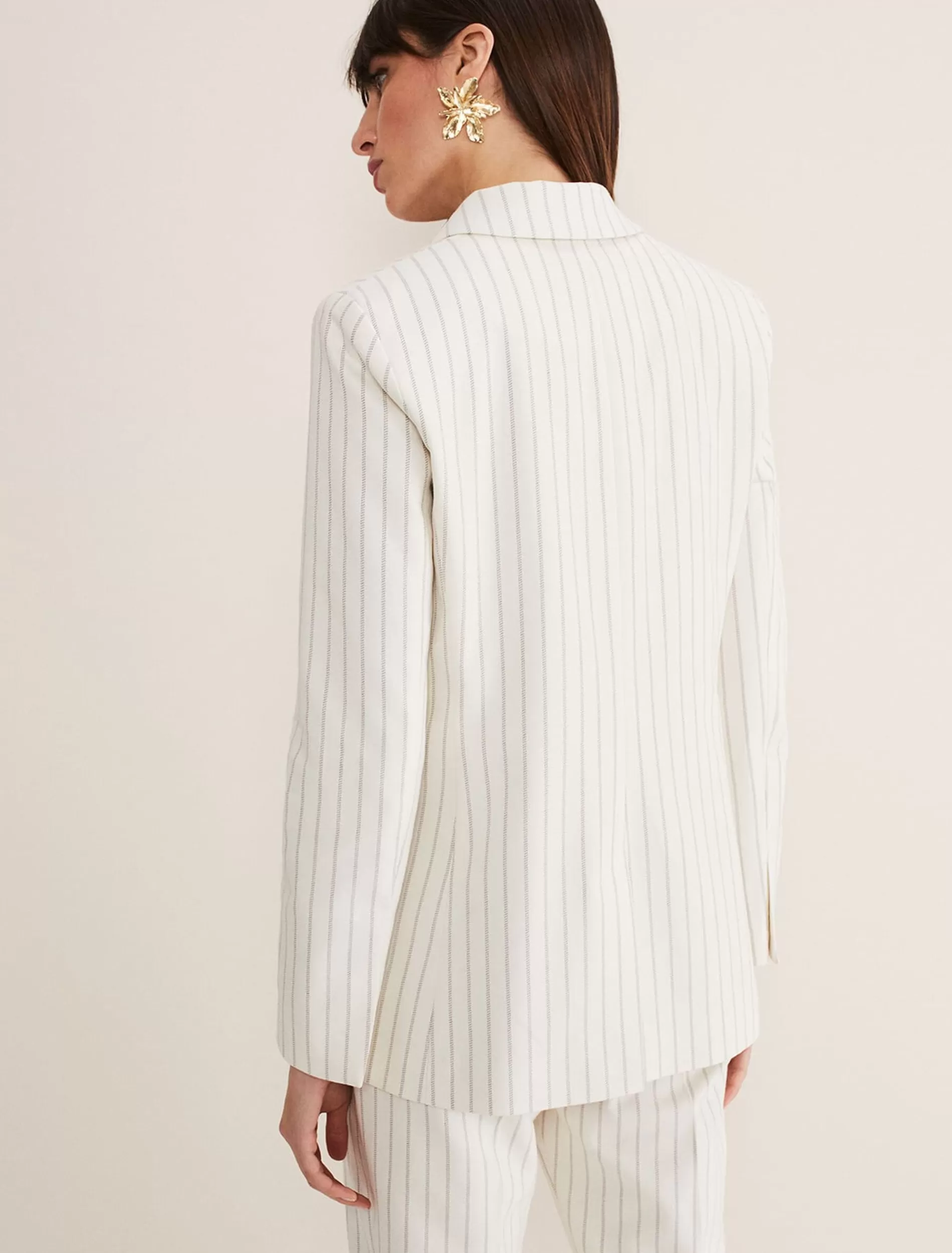 Phase Eight Ariella Pinstripe Blazer Black/Ecru Sale