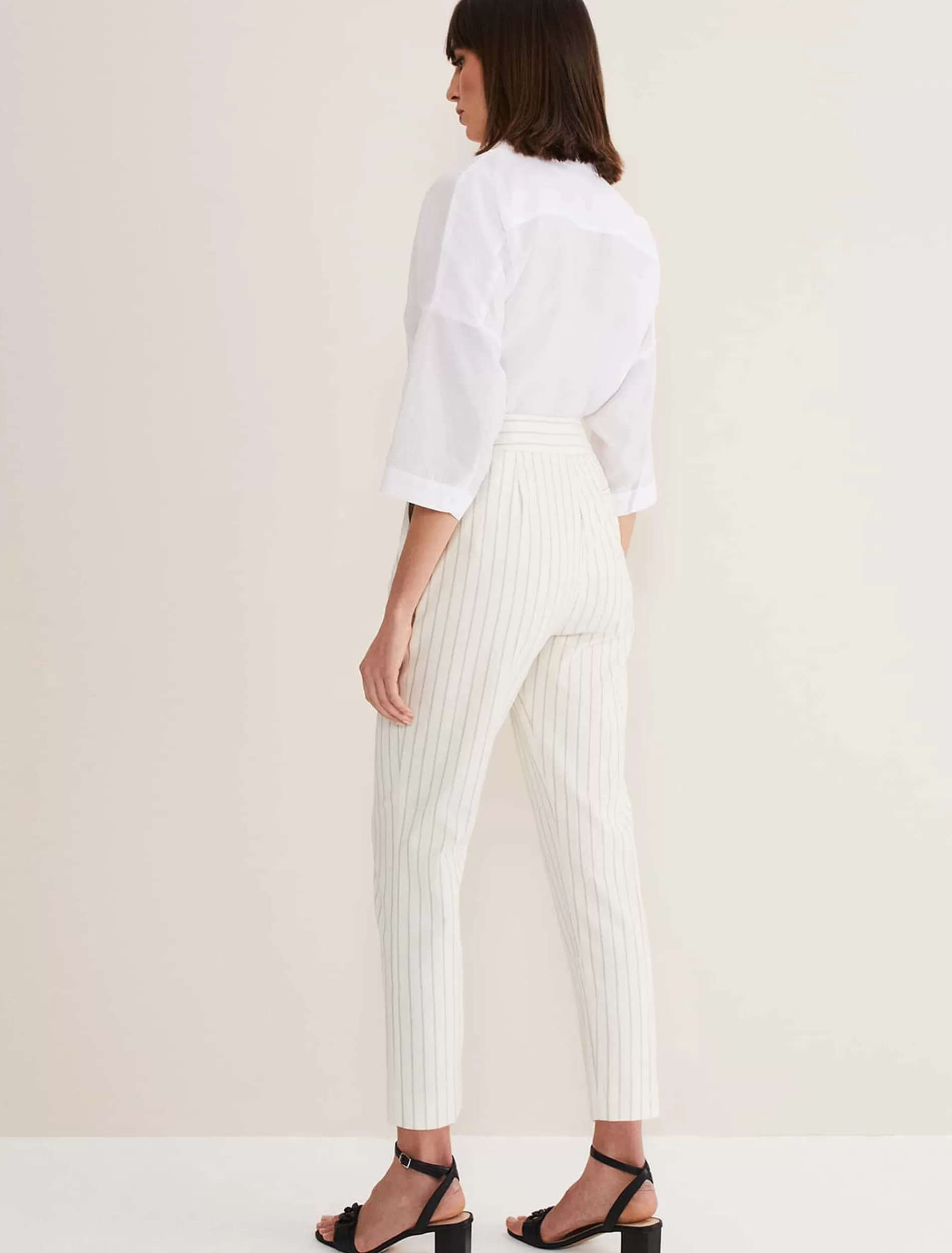 Phase Eight Ariella Pinstripe Straight Leg Trousers Black/Ecru Hot