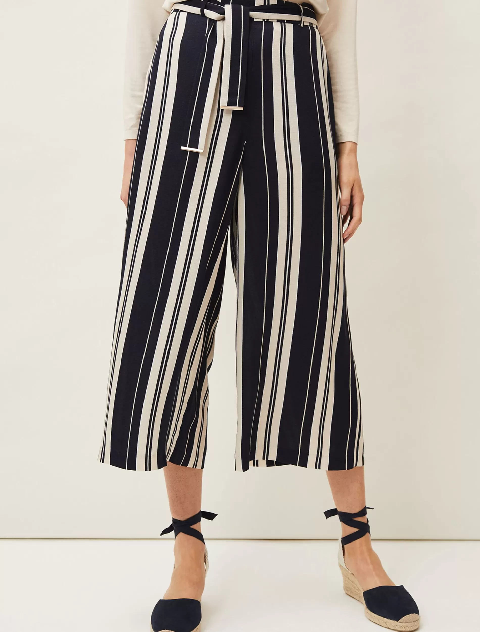 Phase Eight Arizona Striped Culotte Navy/Stone Clearance