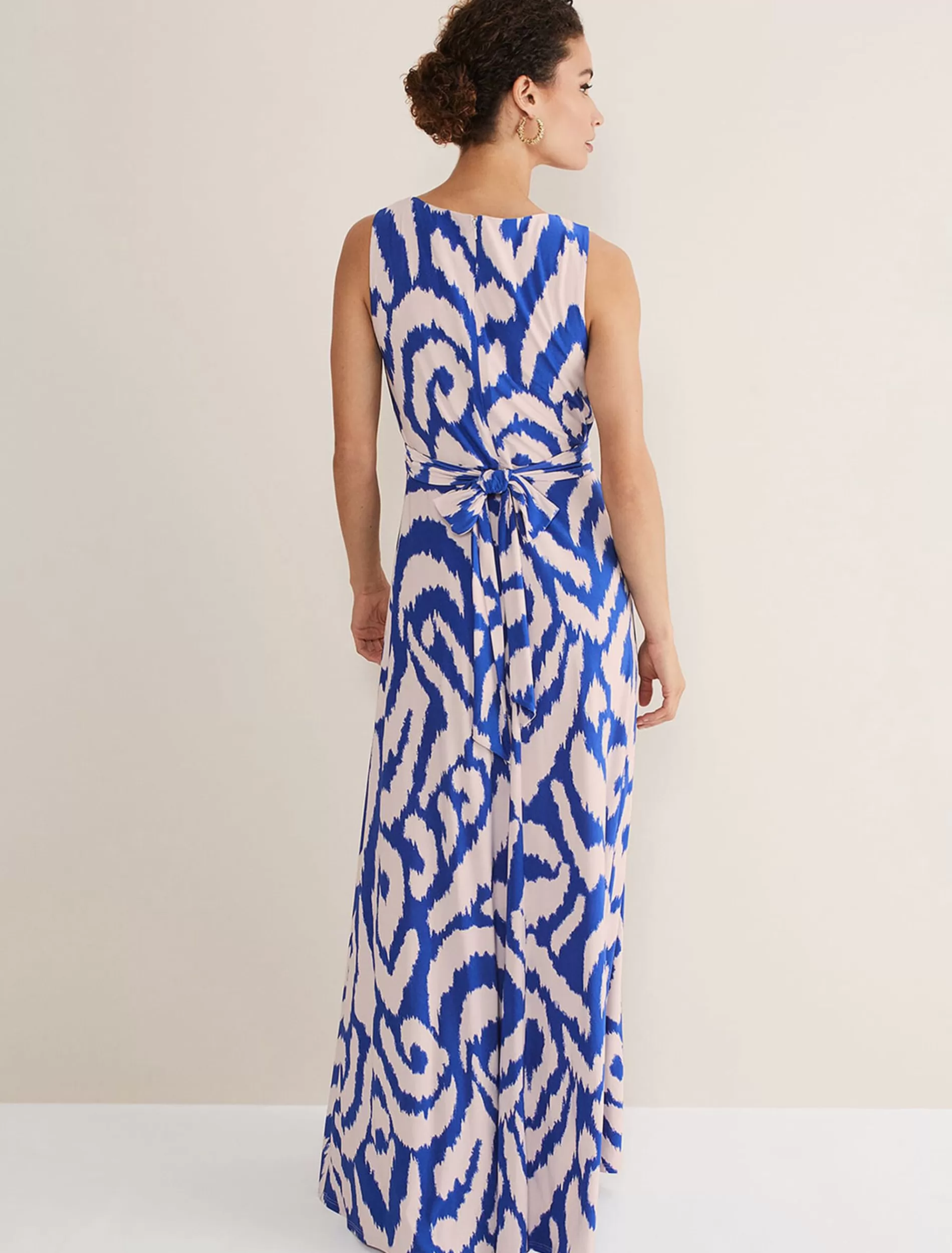 Phase Eight Artemis Jersey Print Maxi Dress Azure Blue/Cream Online