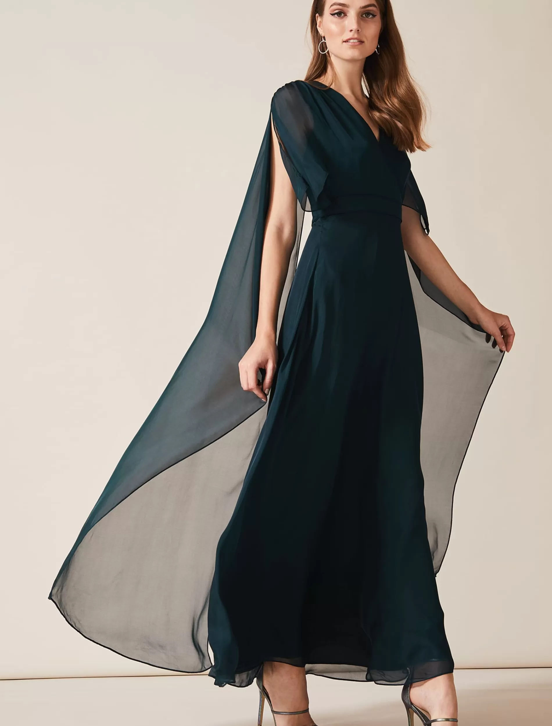 Phase Eight Arwen Silk Drape Dress Petrol Fashion