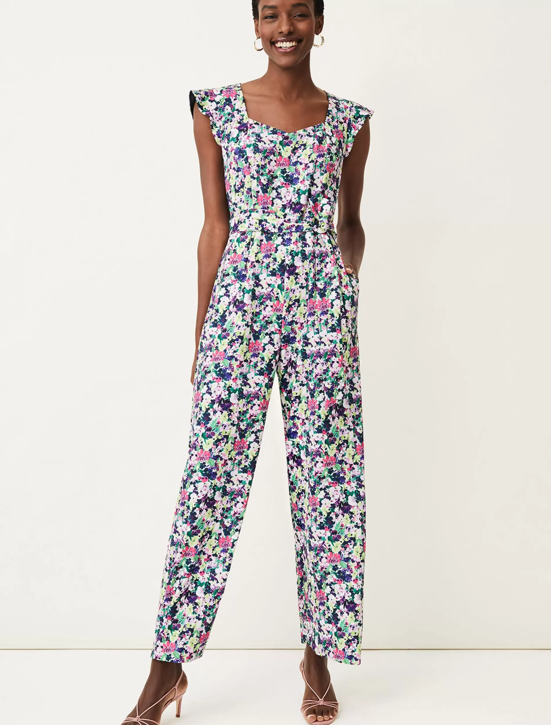 Phase Eight Arya Floral Frill Jumpsuit Multi-Coloured Cheap