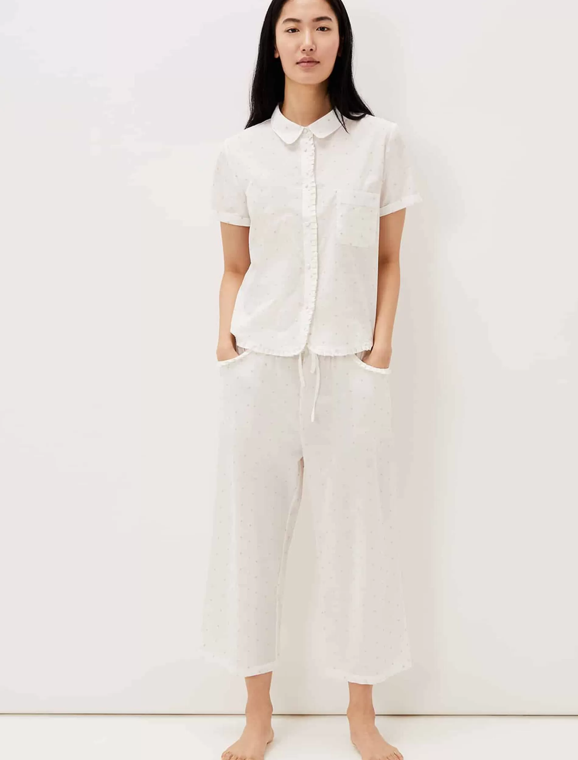 Phase Eight Ashai Dobby Spot Pj Set Ivory/Pink Cheap