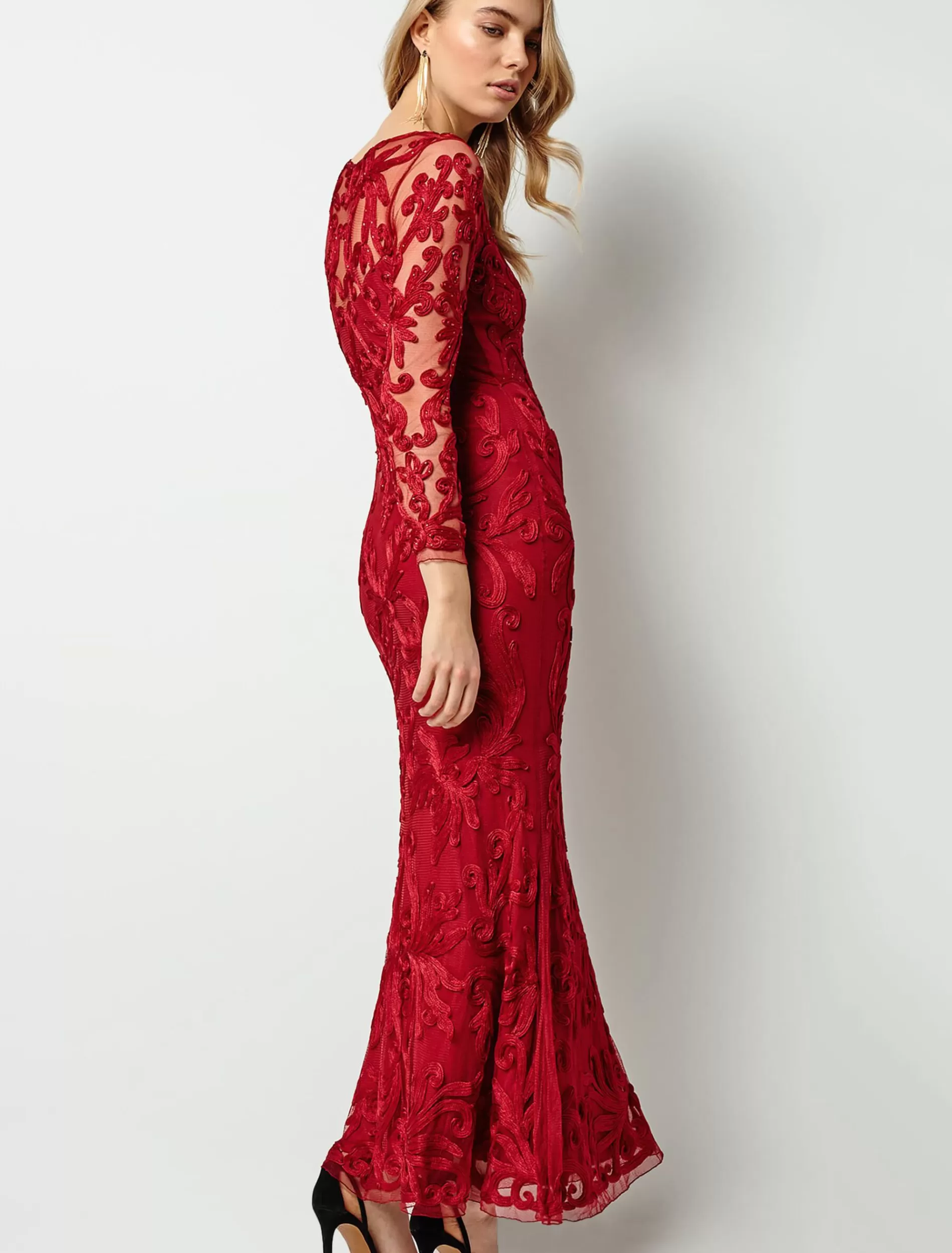 Phase Eight Aubree Tapework Lace Maxi Dress Scarlet Online