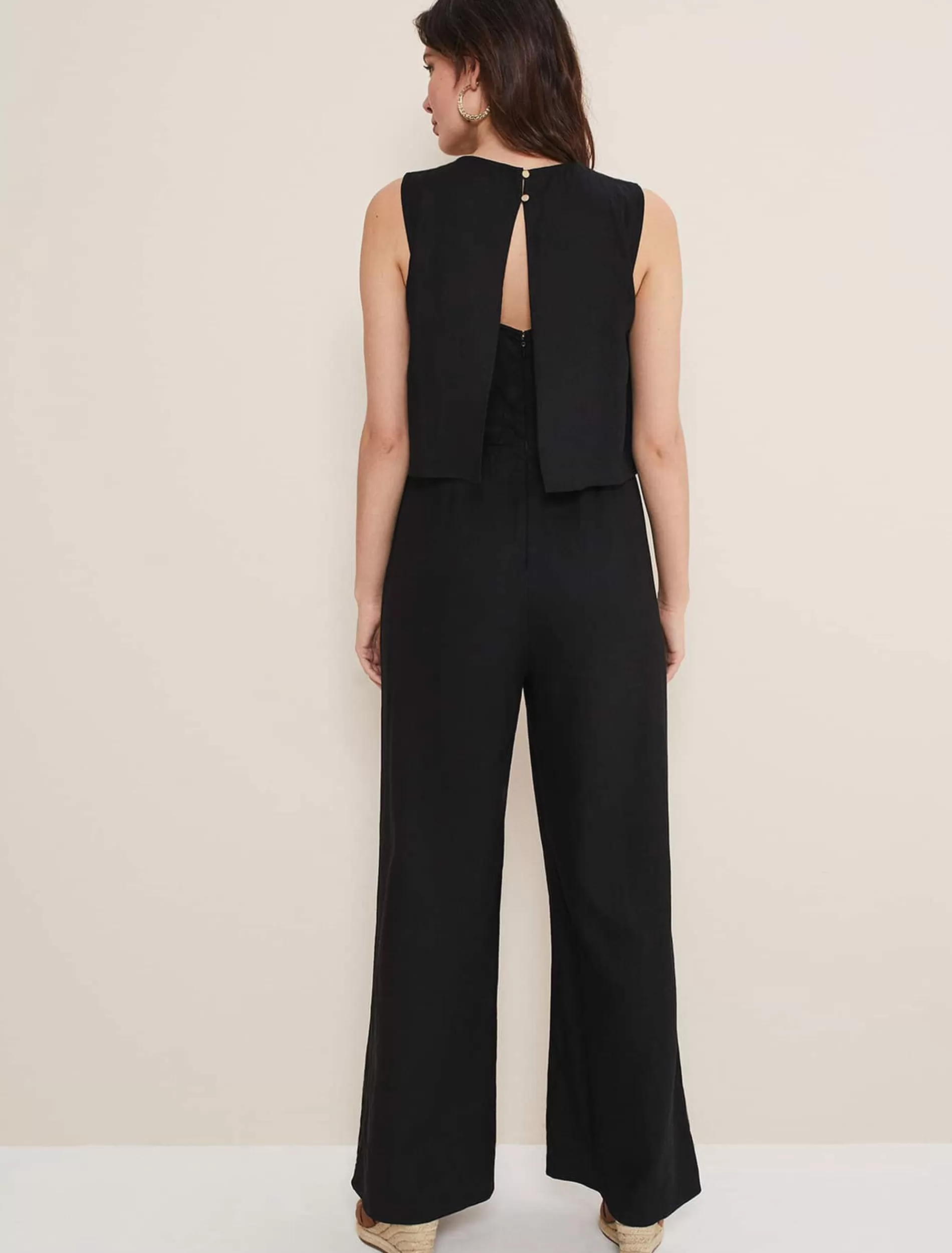 Phase Eight Aubrey Linen Wide Leg Jumpsuit Black Shop