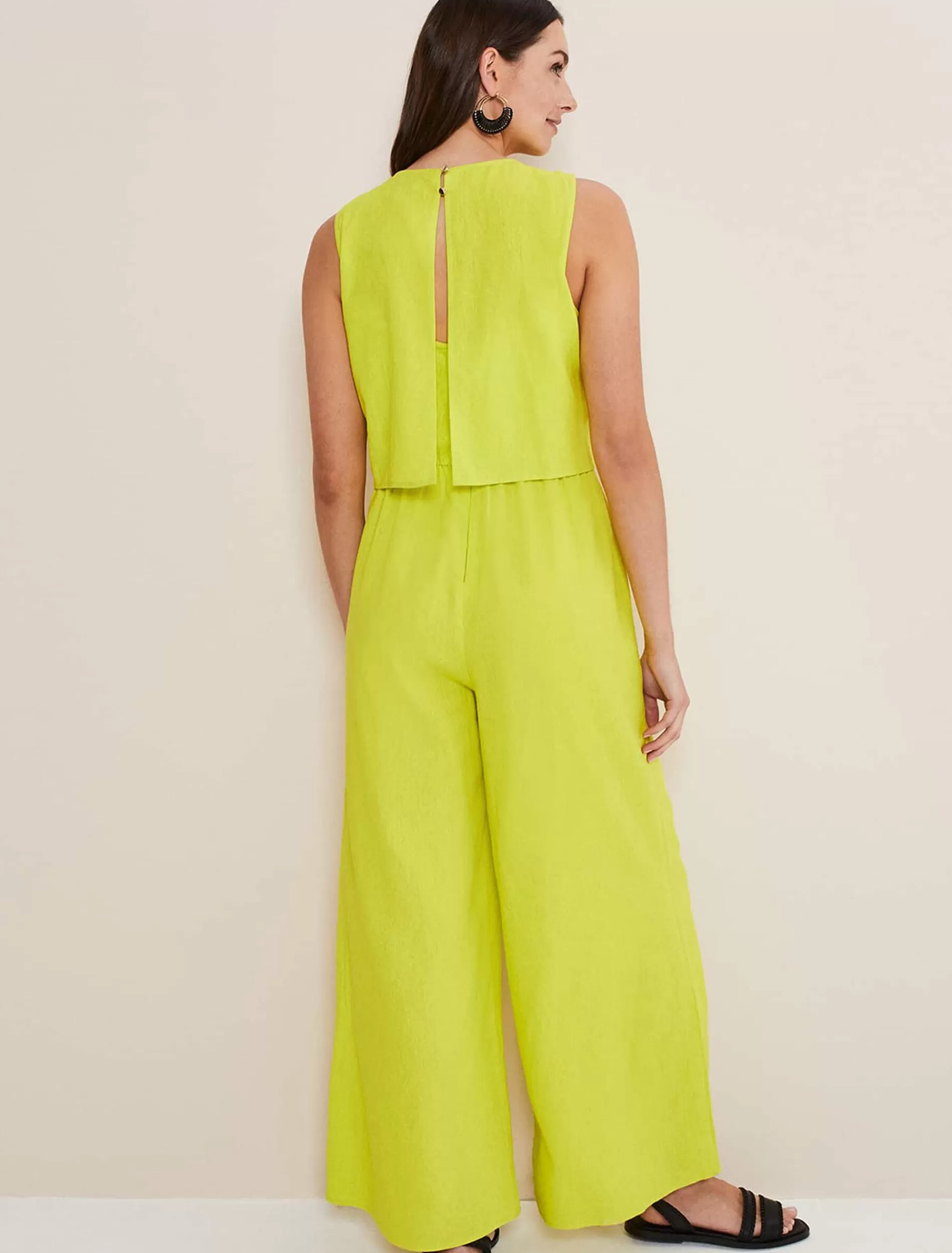 Phase Eight Aubrey Linen Wide Leg Jumpsuit Lime Cheap