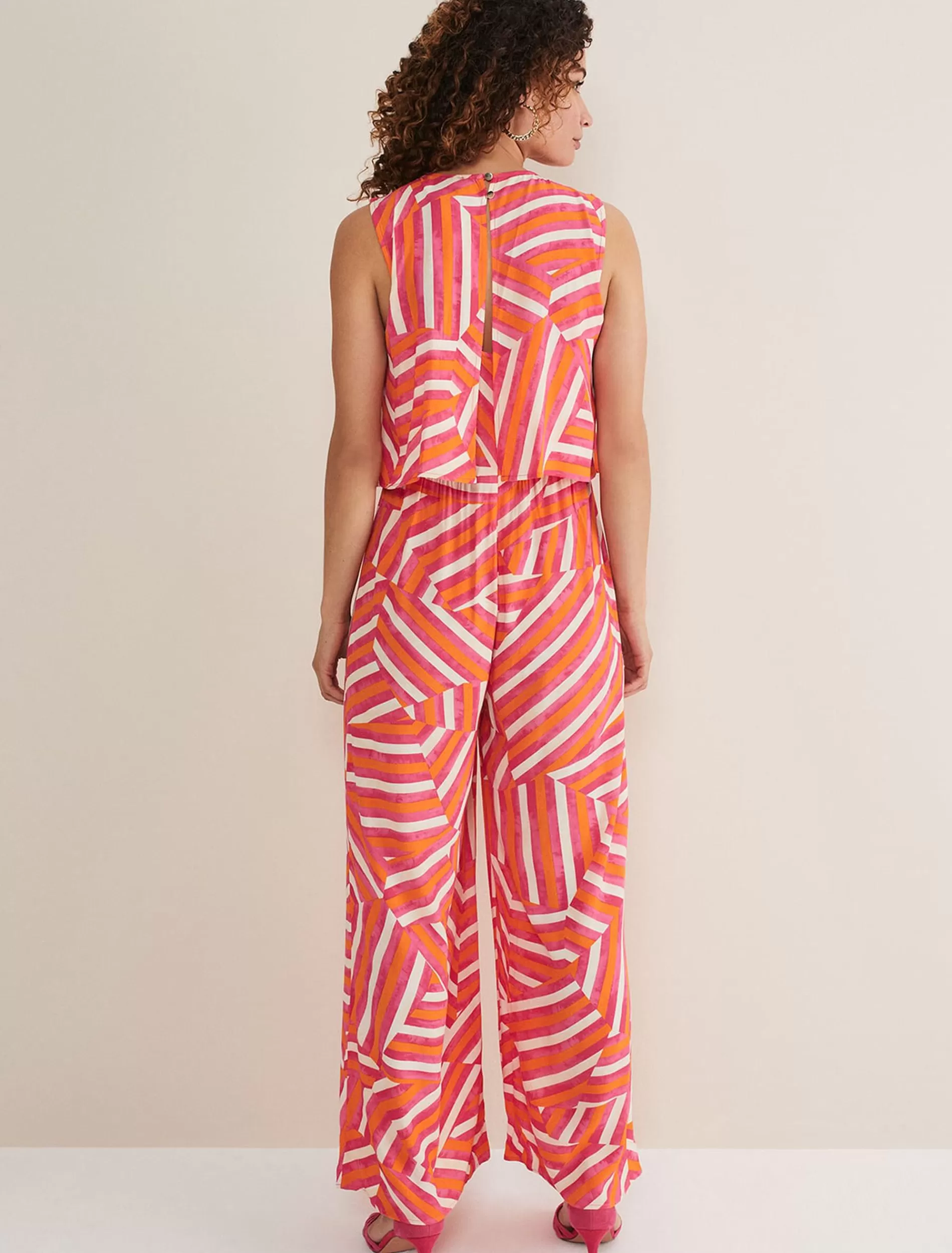 Phase Eight Aubrey Striped Wide Leg Jumpsuit Pink/Orange Best