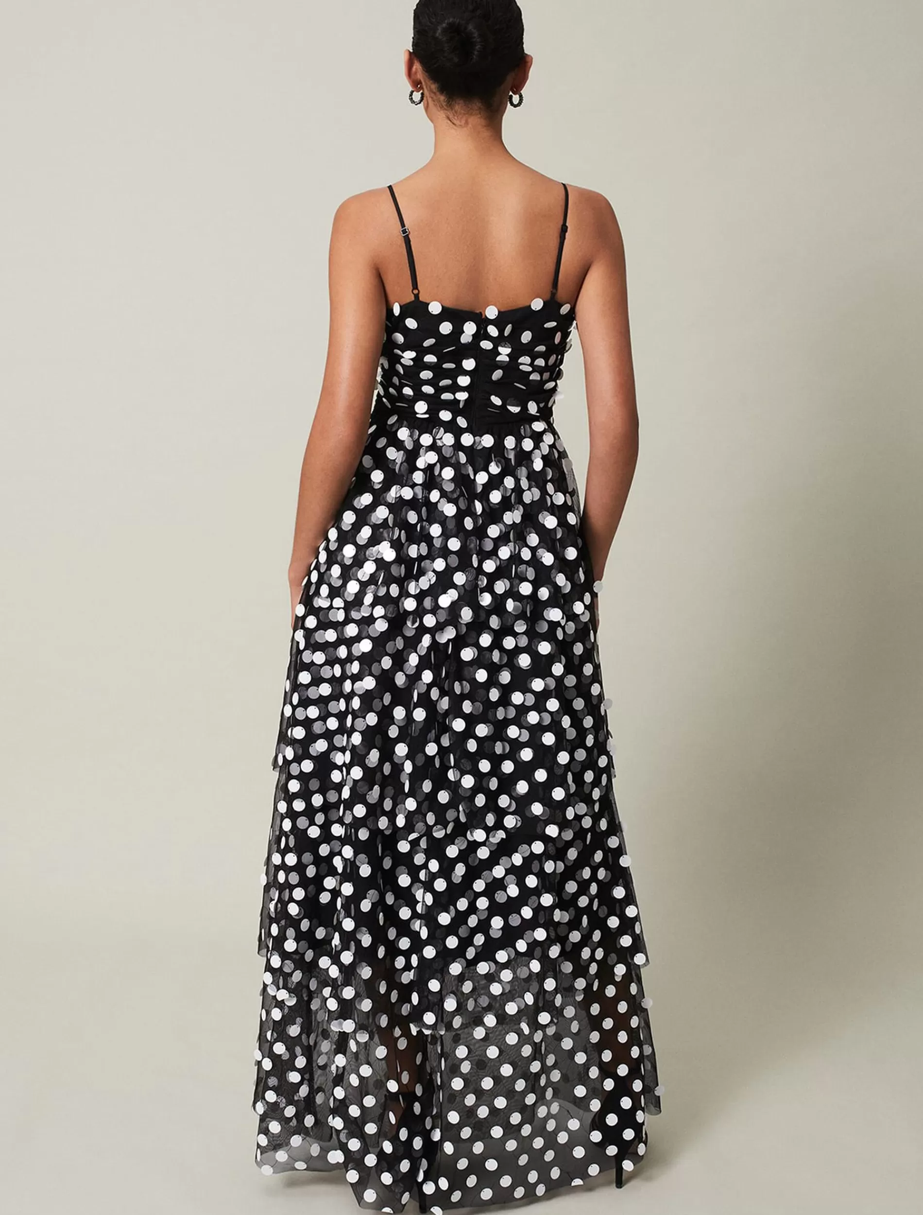 Phase Eight Avianna Polka Dot Tulle Maxi Dress Black/Ivory Hot