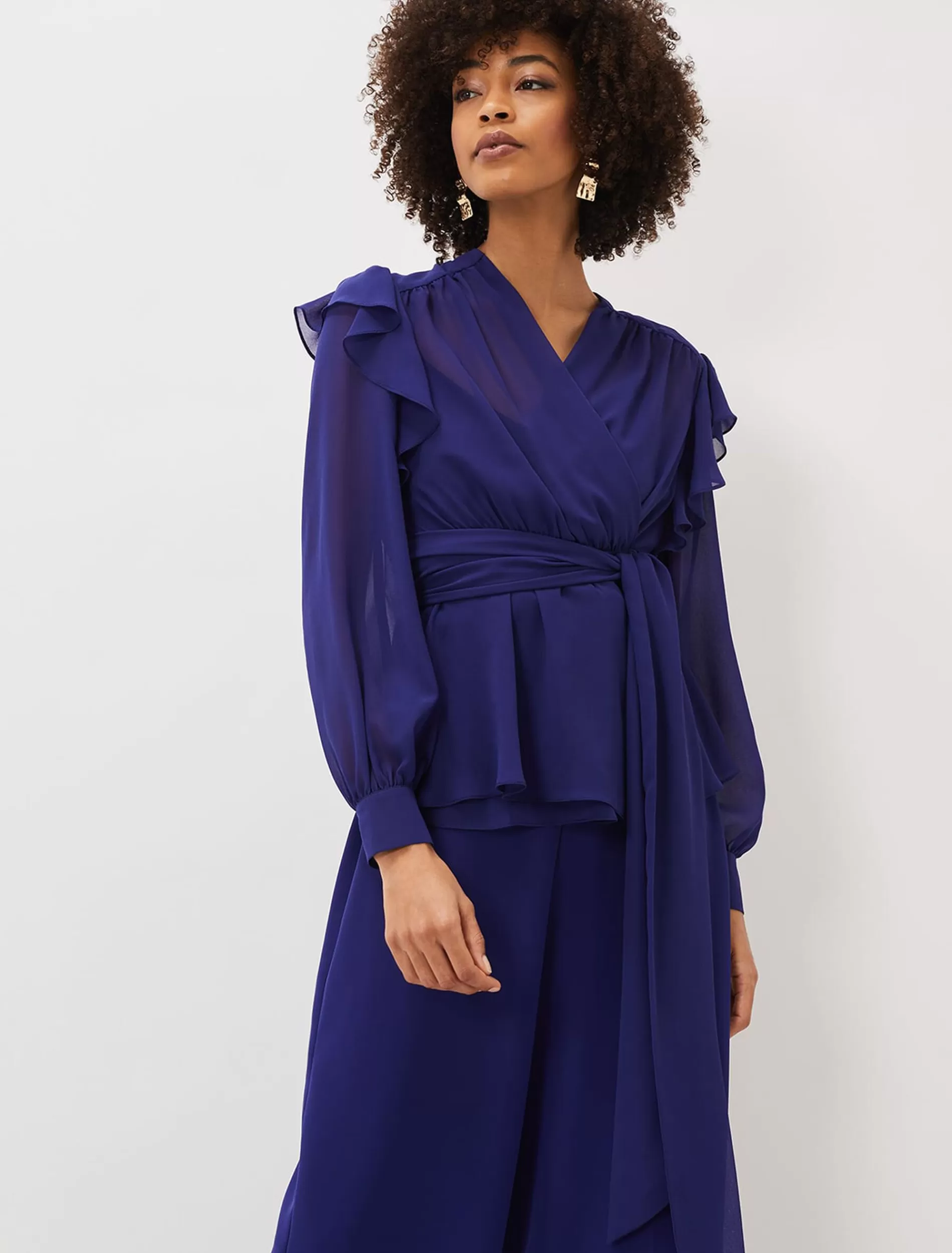 Phase Eight Avril Frill Wrap Co Ord Top Violet Outlet