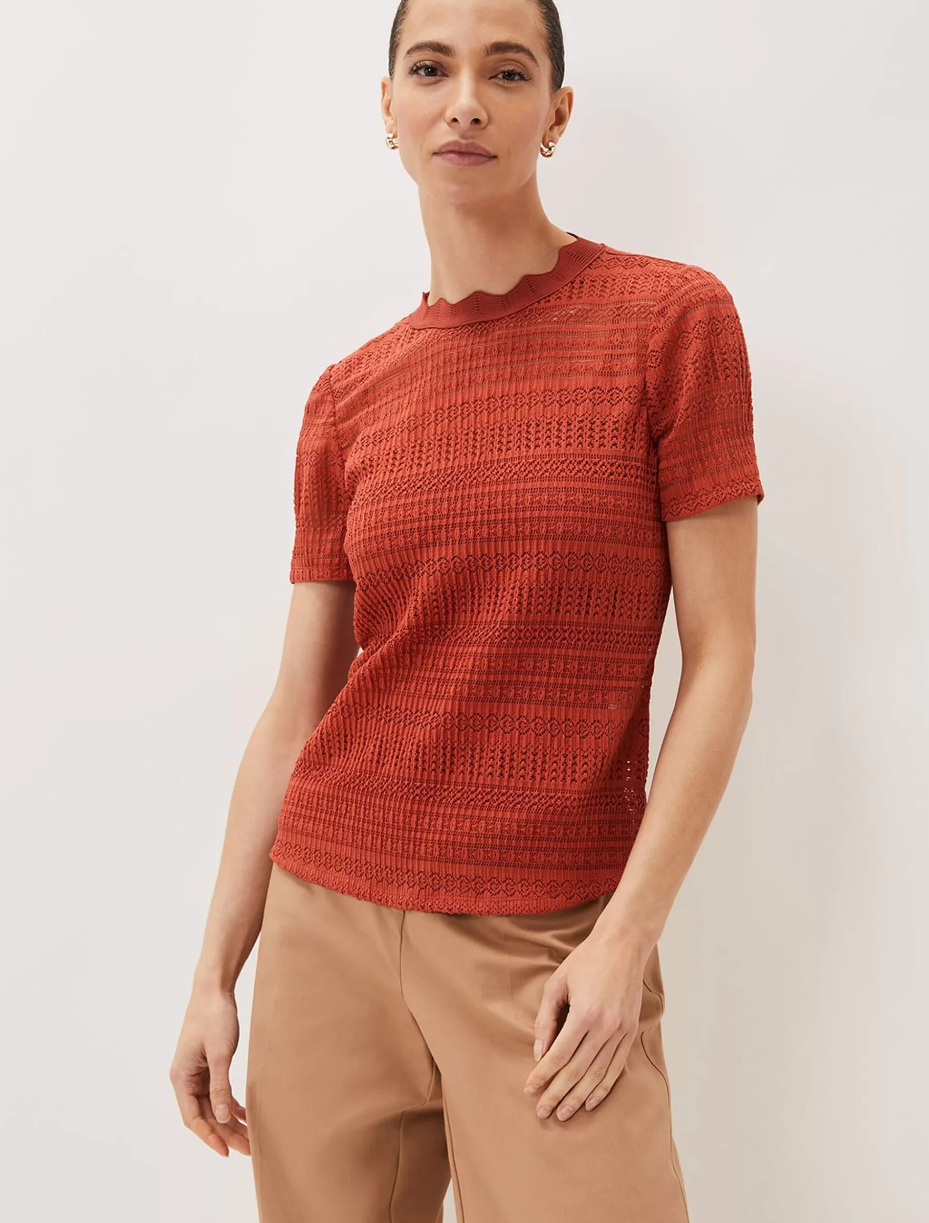 Phase Eight Ayah Fitted Lace Top Terracotta Flash Sale