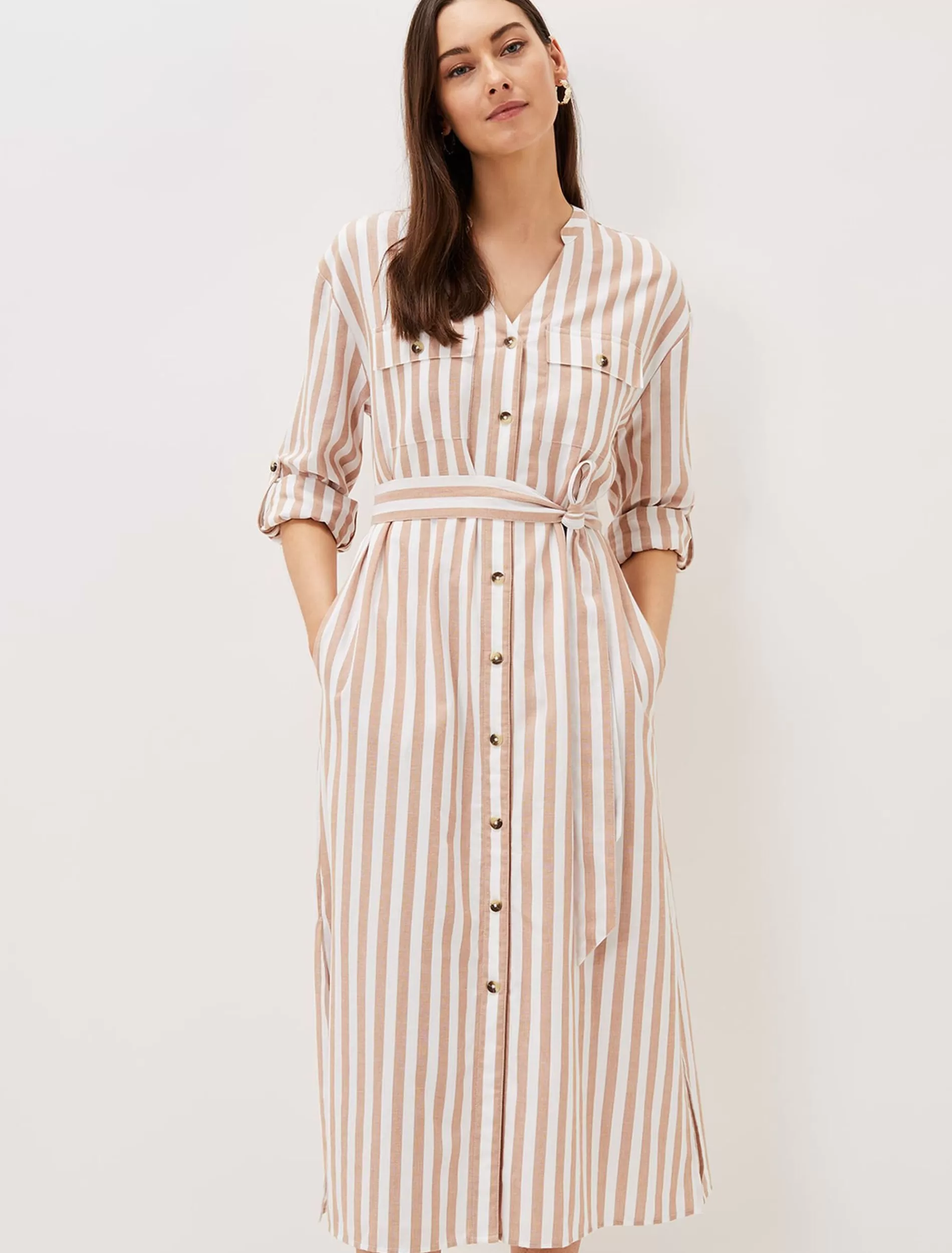 Phase Eight Ayden Stripe Dress Stone/White Flash Sale