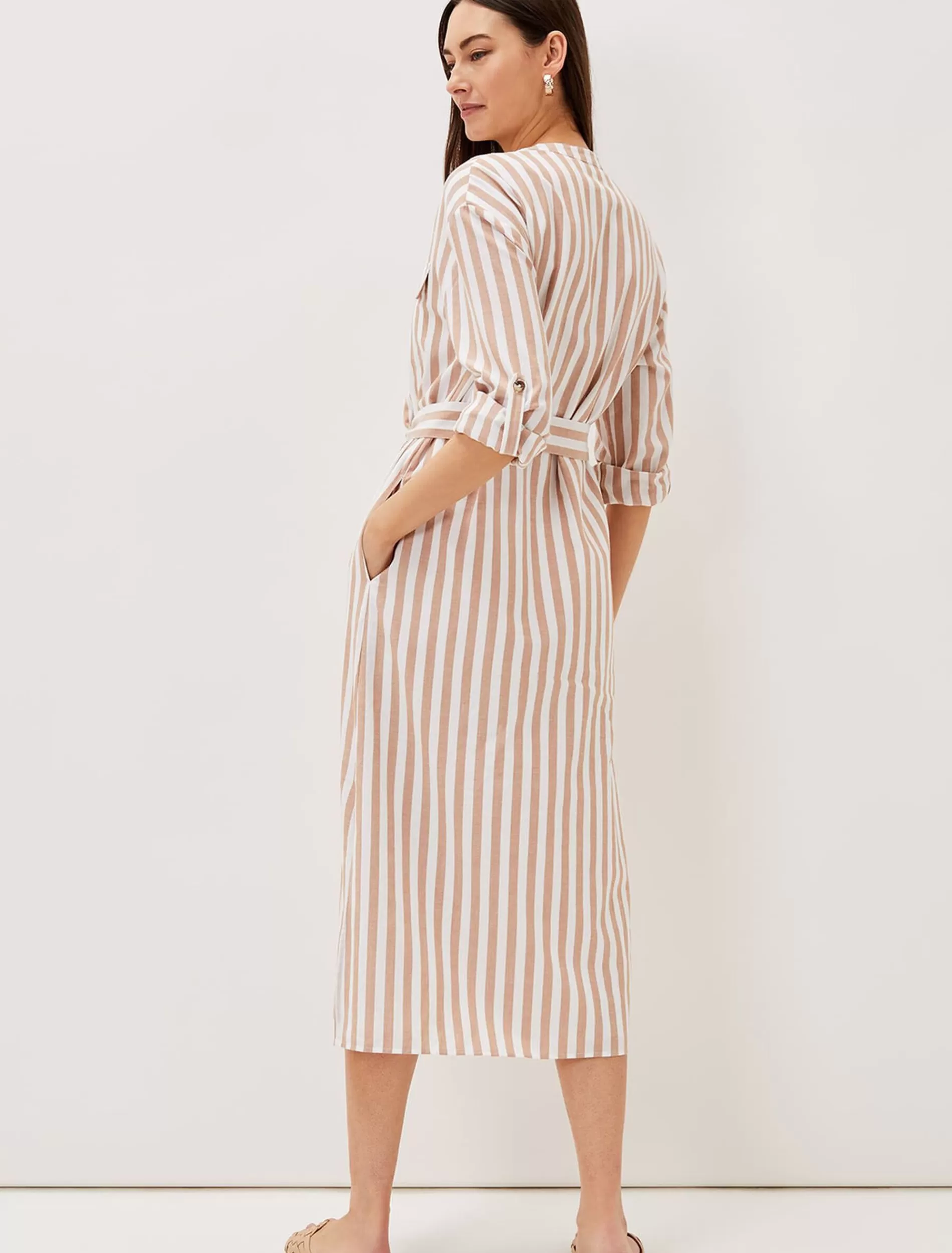 Phase Eight Ayden Stripe Dress Stone/White Flash Sale