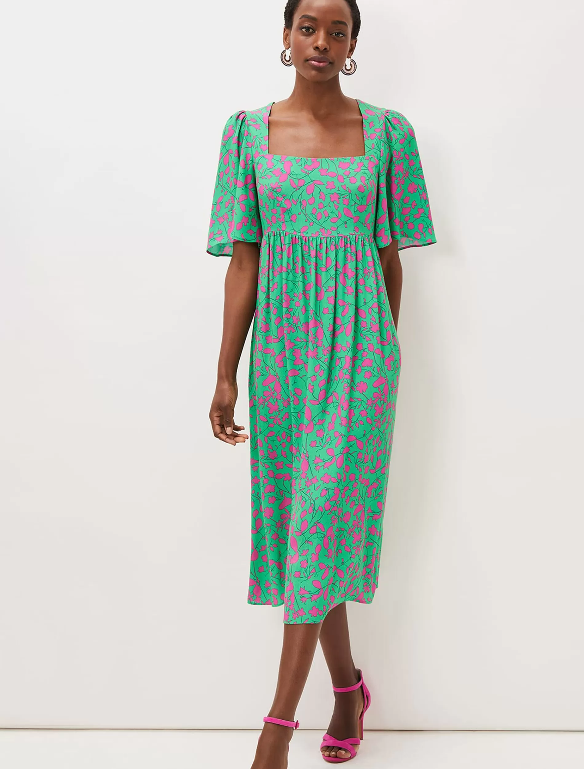 Phase Eight Ayesha Floral Midaxi Dress Pink/Green Cheap