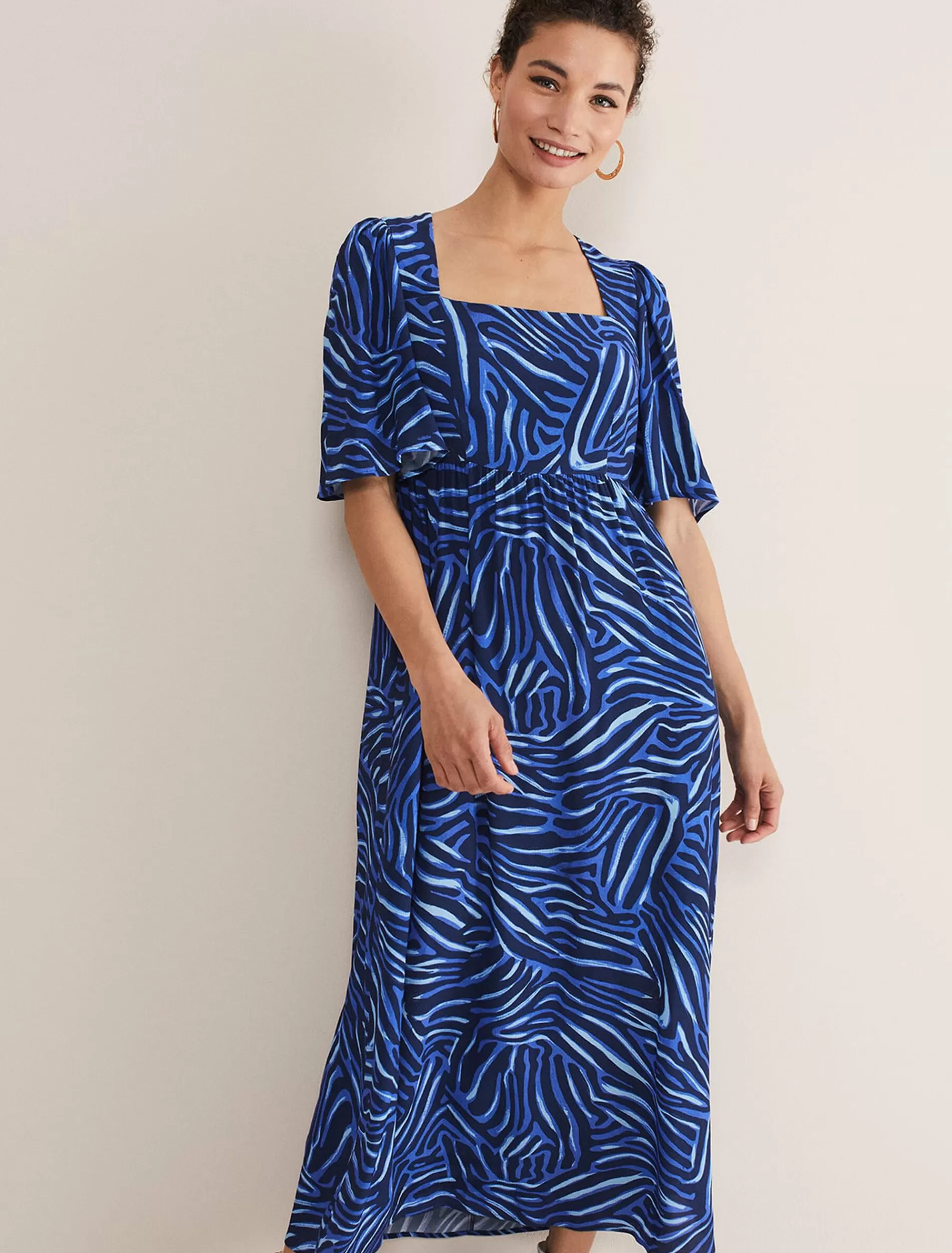 Phase Eight Ayesha Zebra Print Midi Dress Blue Best Sale