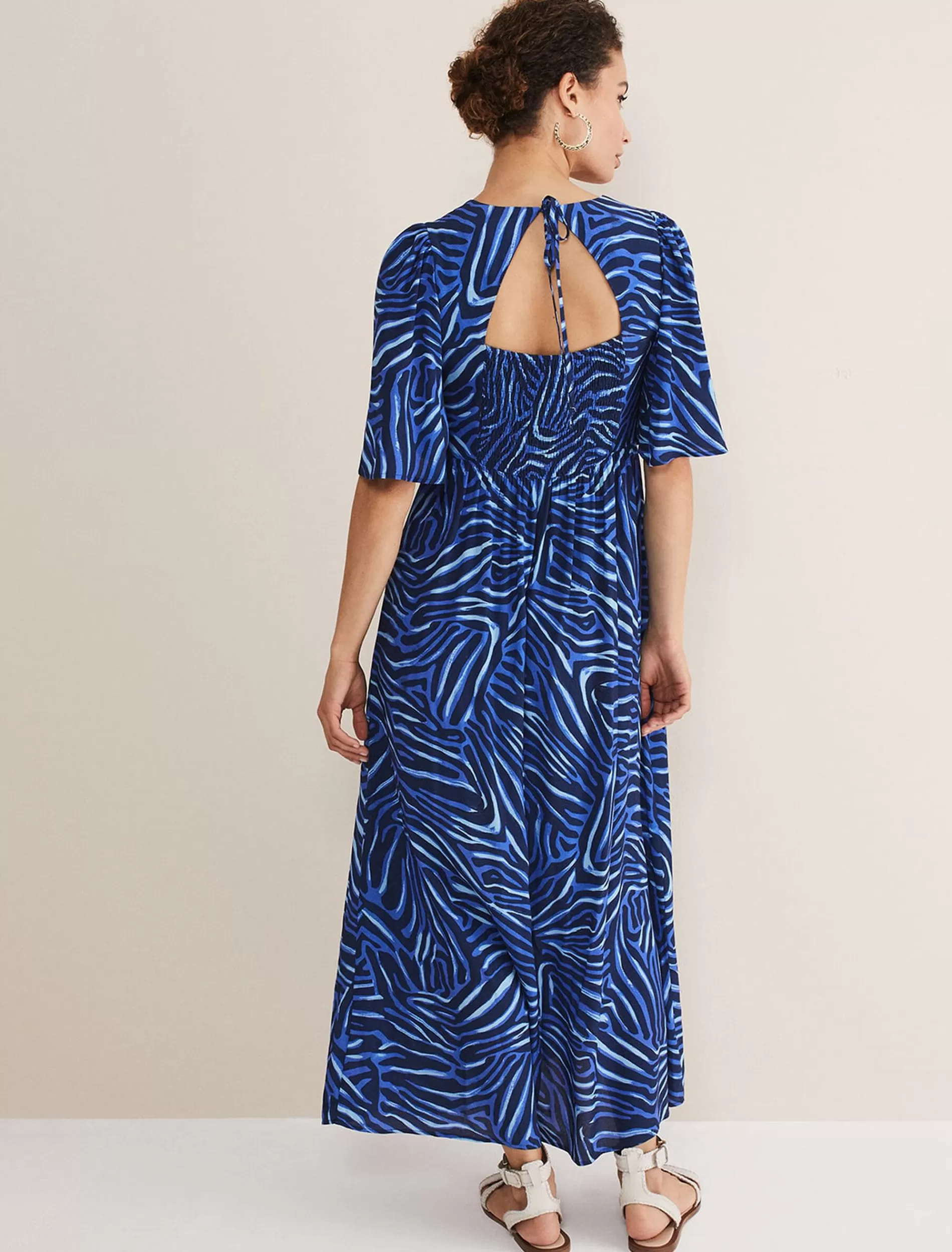 Phase Eight Ayesha Zebra Print Midi Dress Blue Best Sale