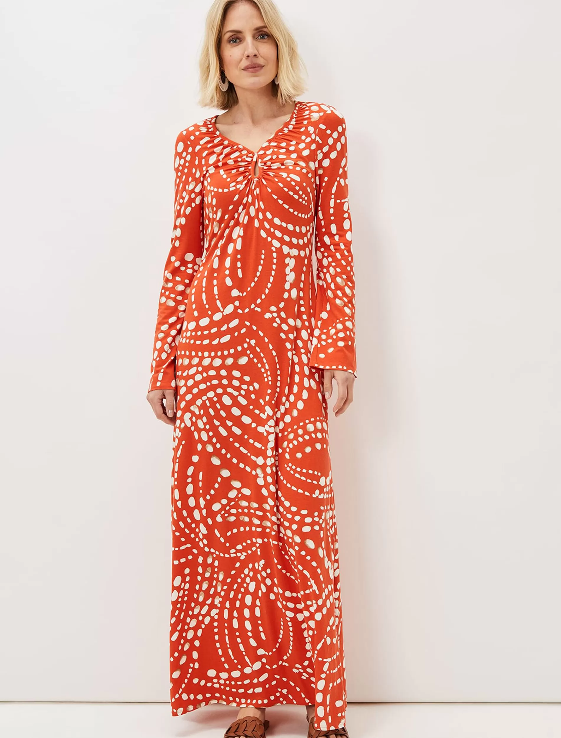 Phase Eight Ayla Spot Print Midi Dress Burnt Orange Cheap