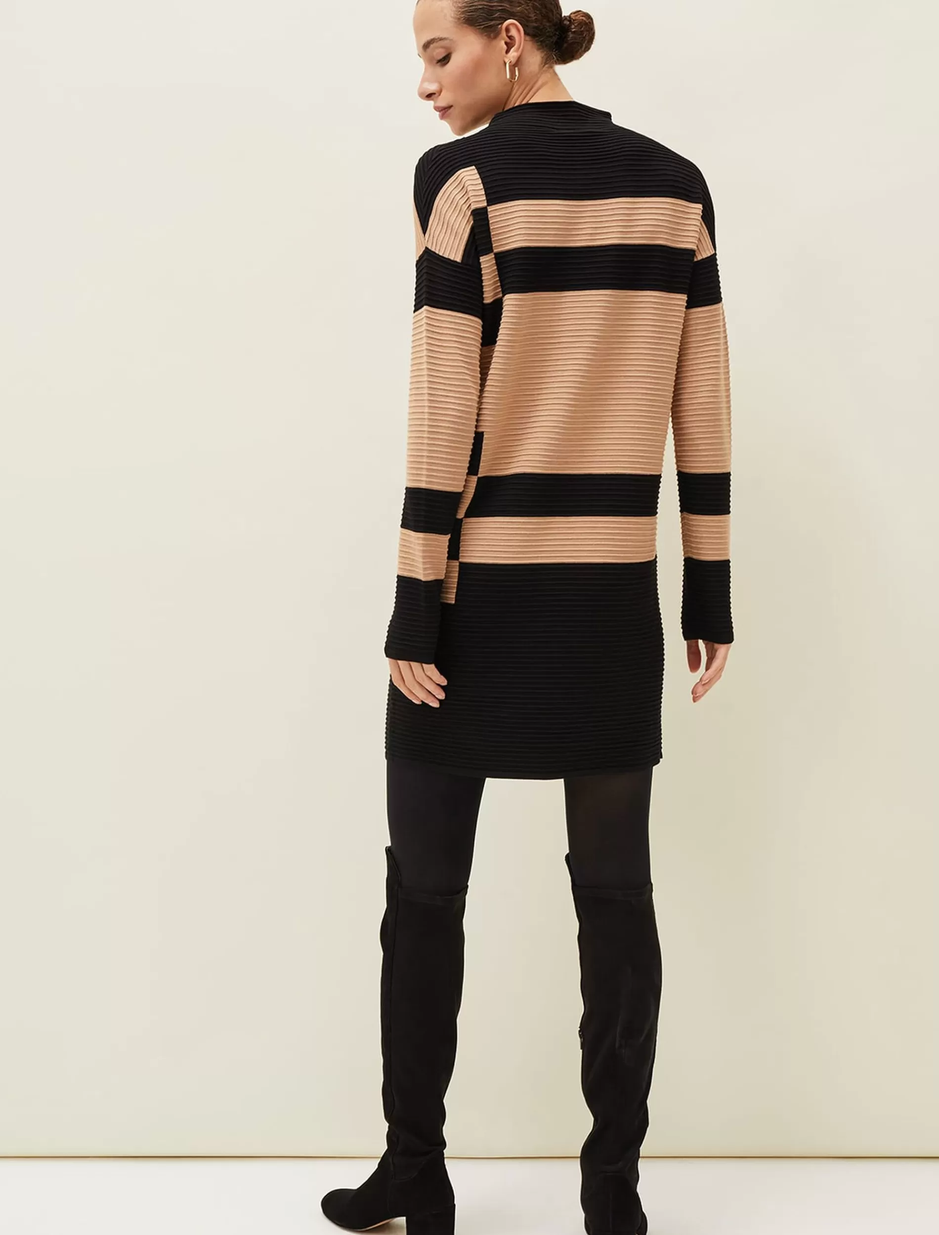 Phase Eight Azera Colourblock Textured Knit Dress Camel/Black Best Sale