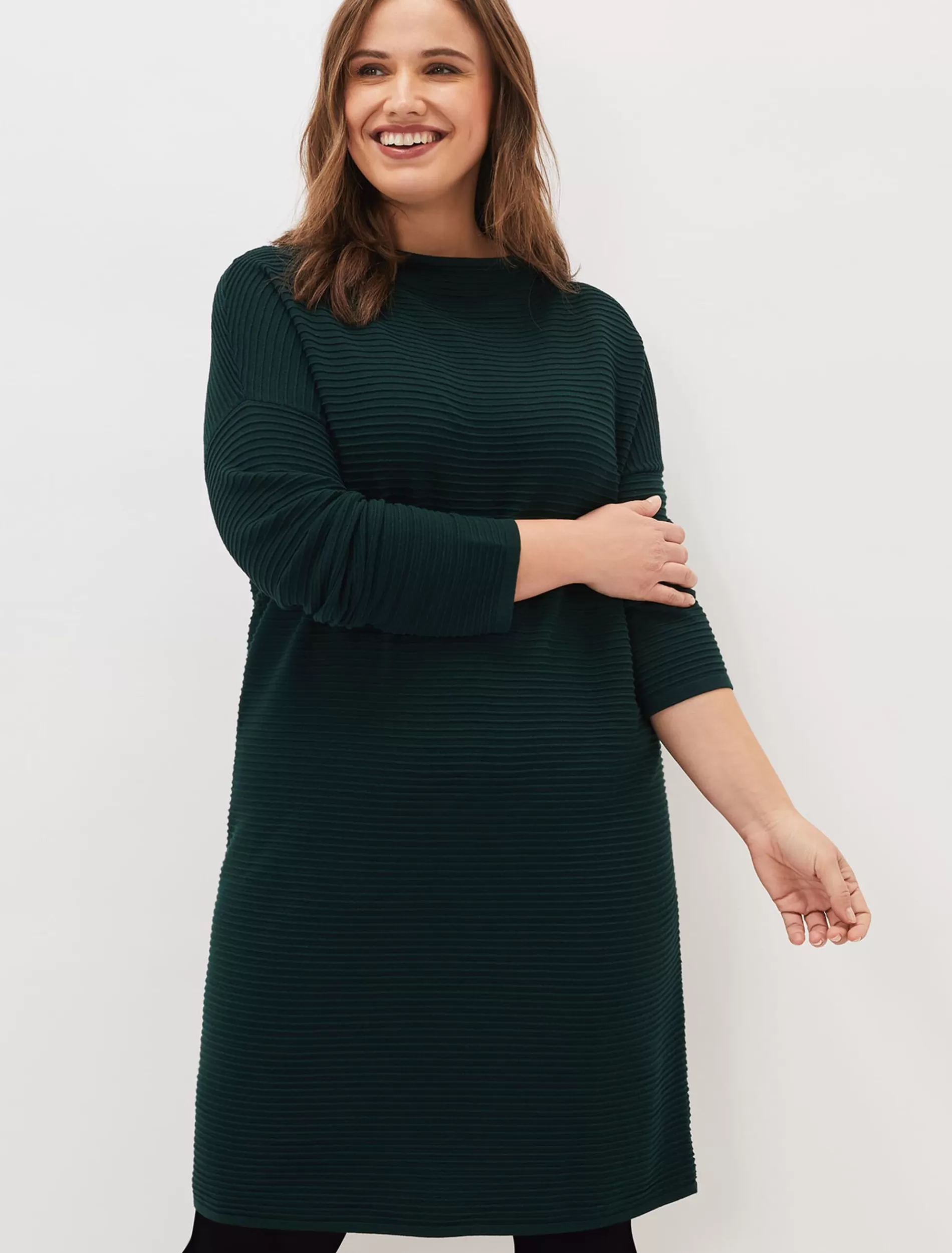 Phase Eight Azera Textured Knit Dress Forest Green Online