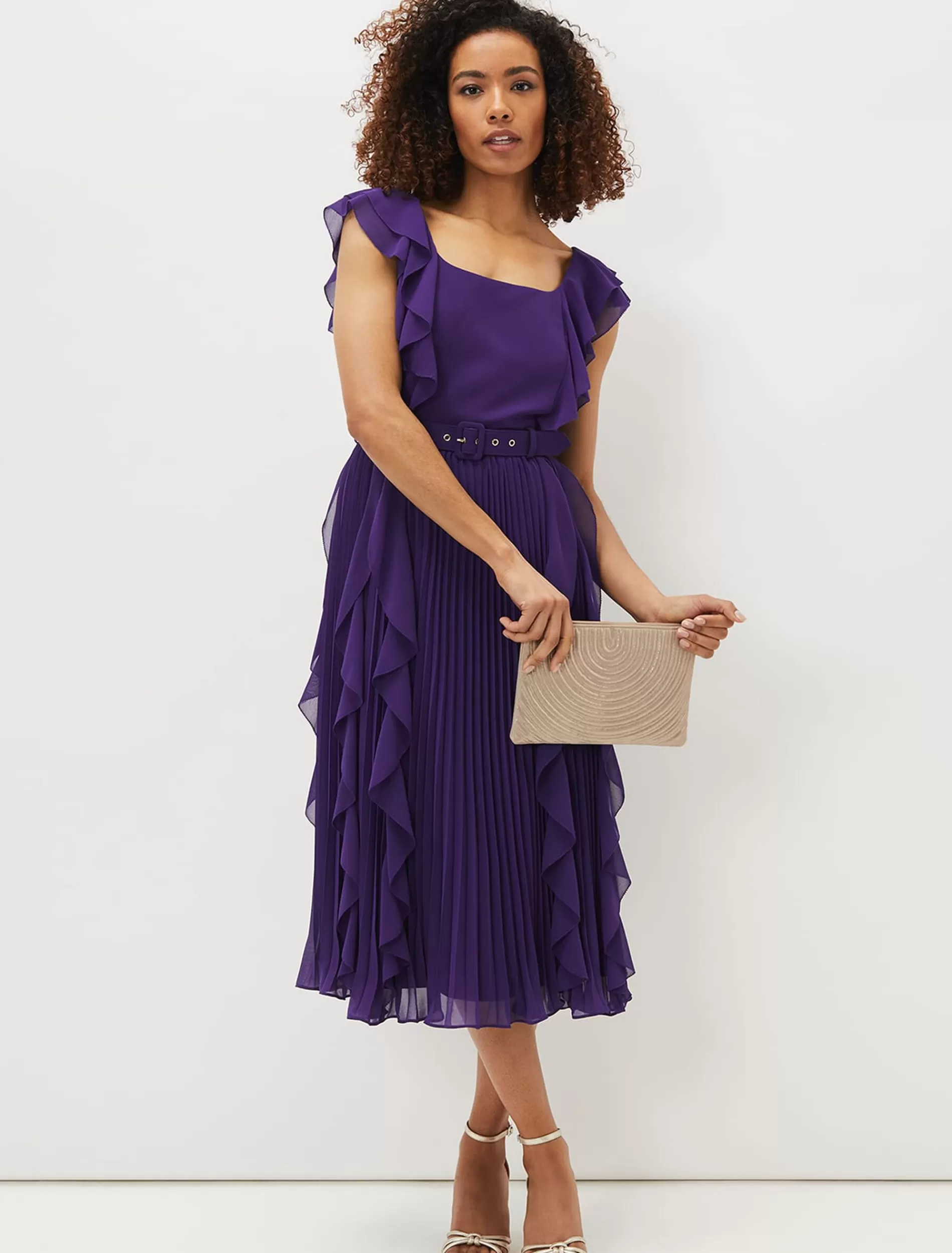 Phase Eight Bailey Pleated Dress Violet Shop