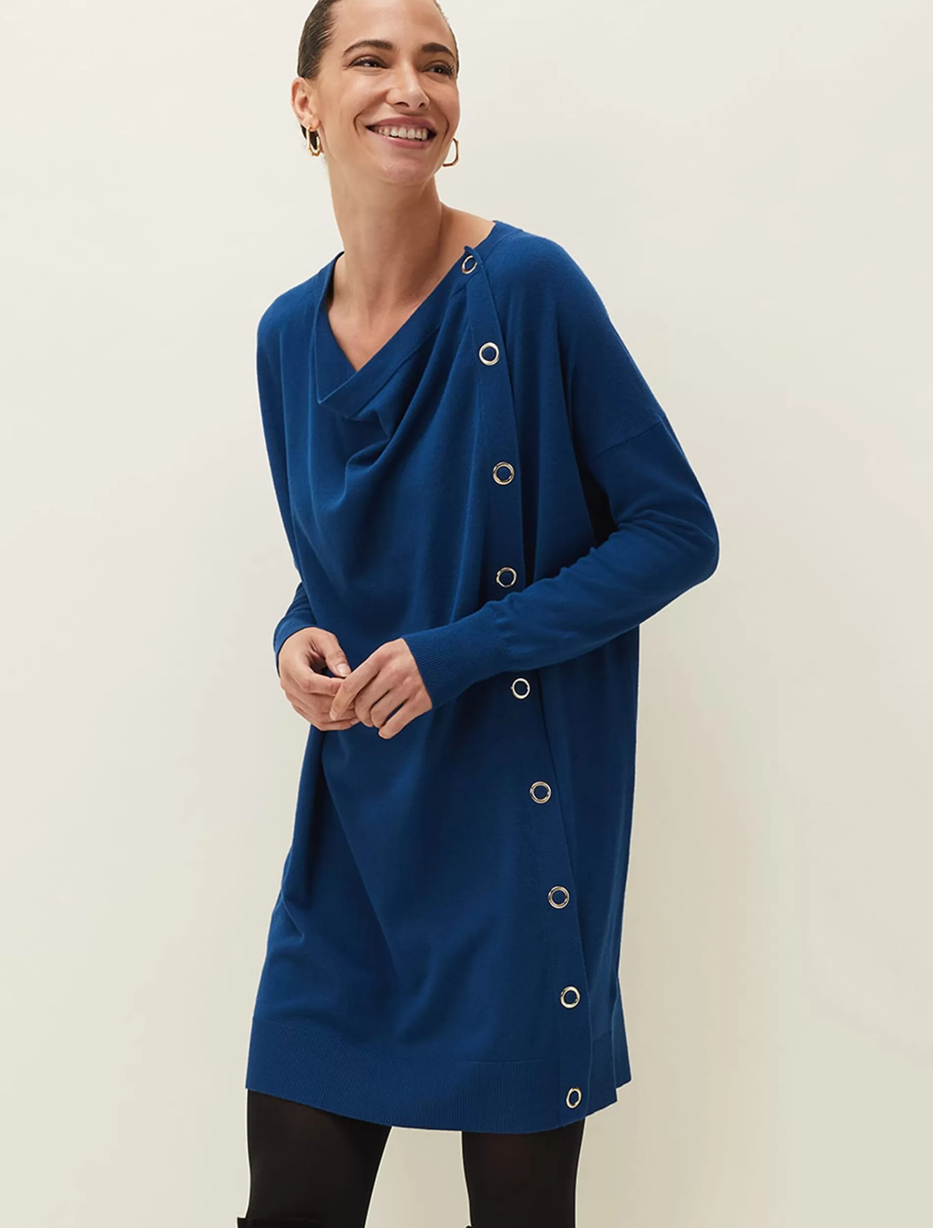 Phase Eight Bailie Button Knitted Dress Petrol Store