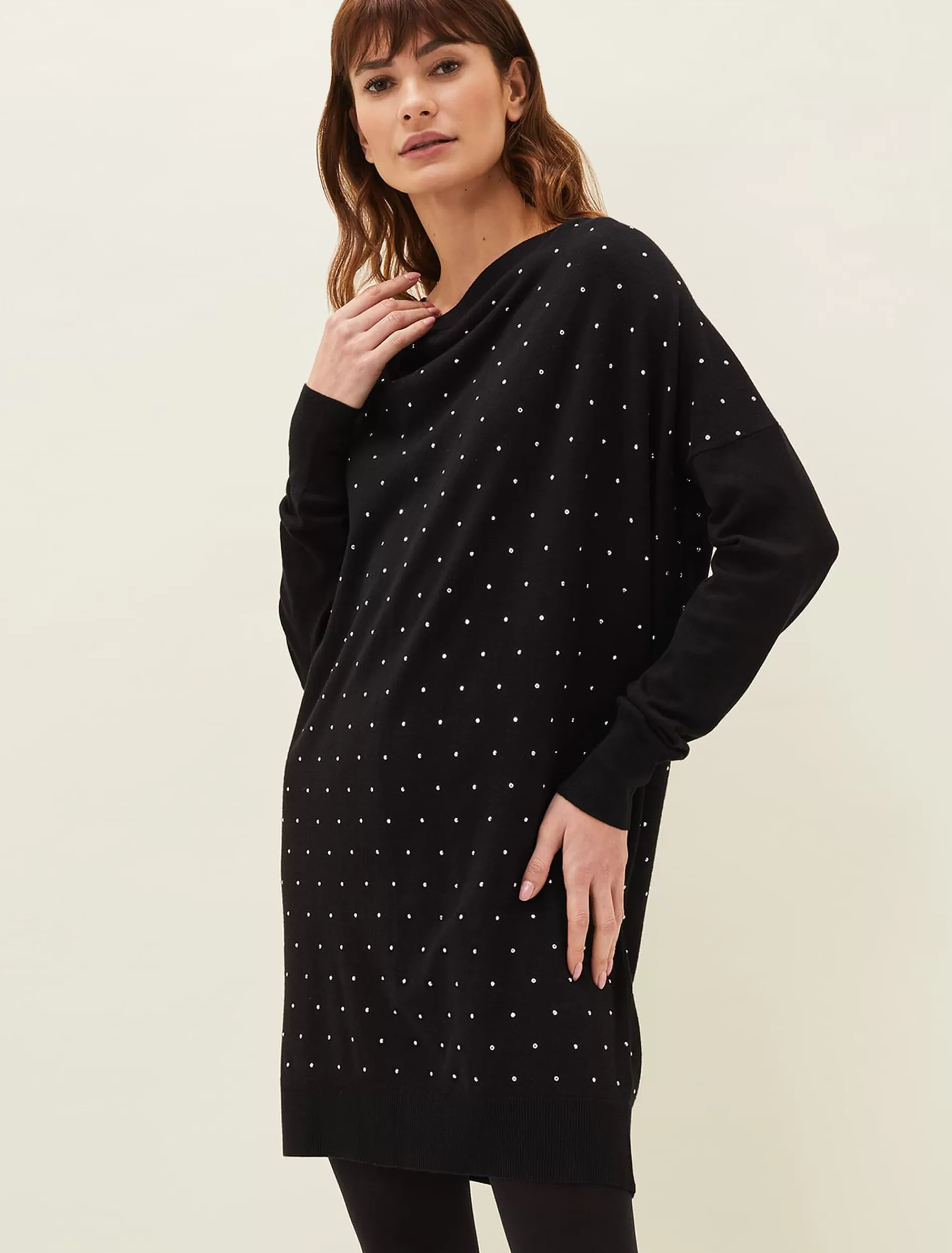 Phase Eight Bailie Studded Knit Dress Black Outlet