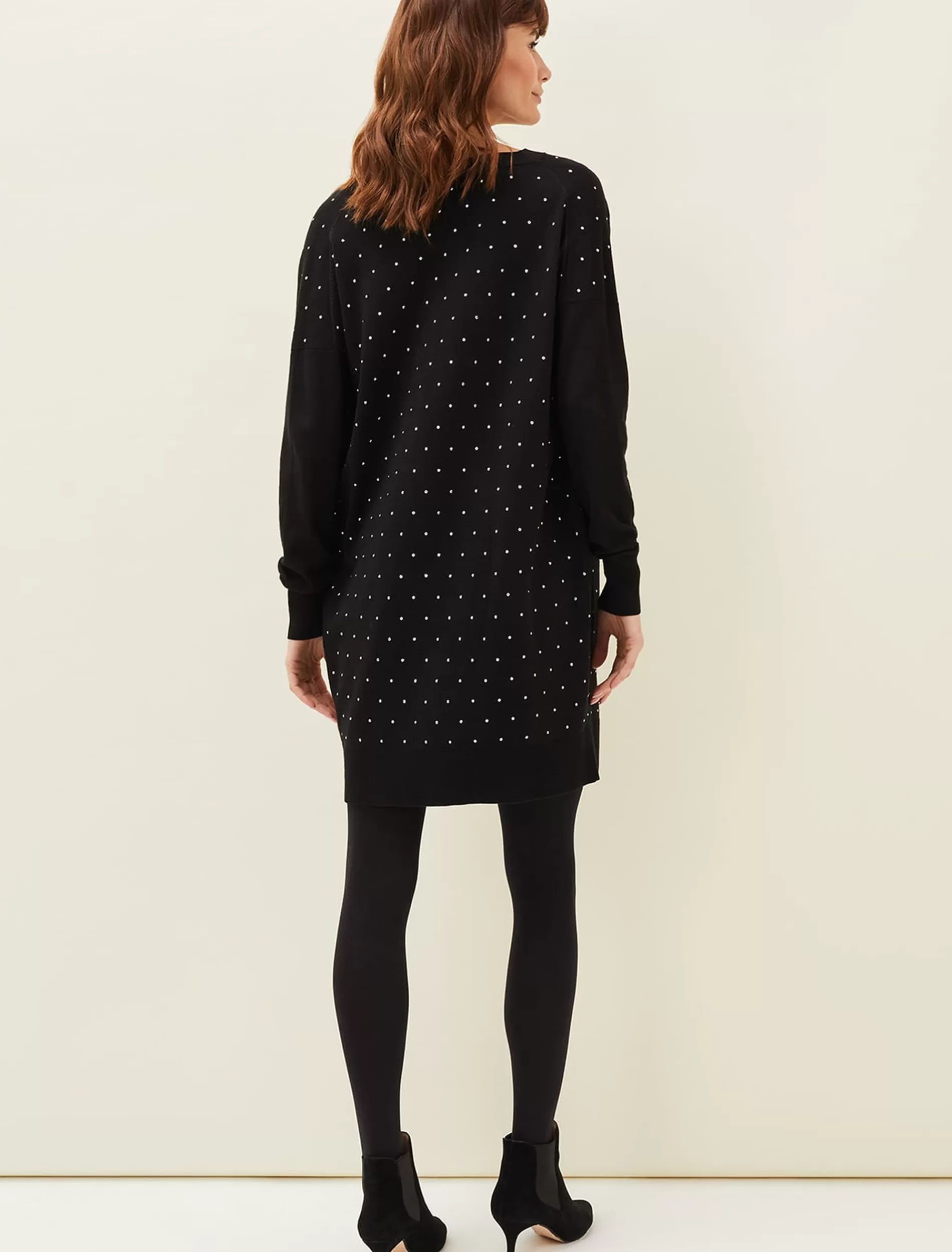 Phase Eight Bailie Studded Knit Dress Black Outlet