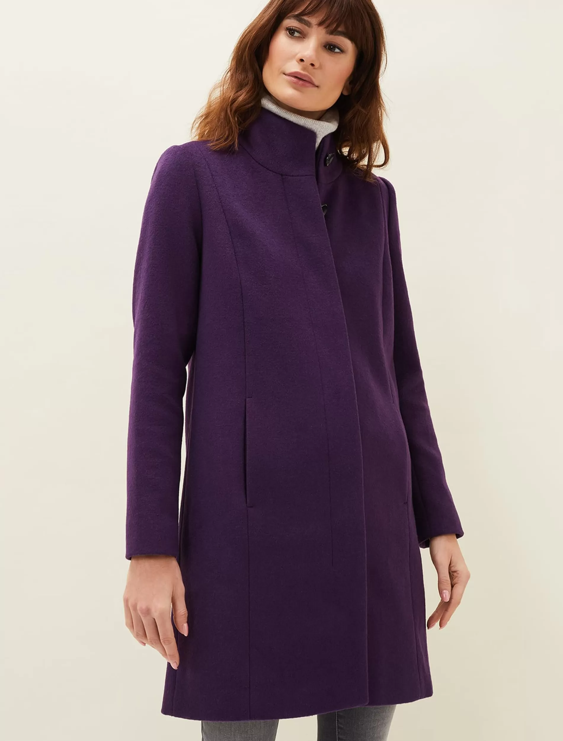 Phase Eight Baillie Wool Coat Purple Clearance