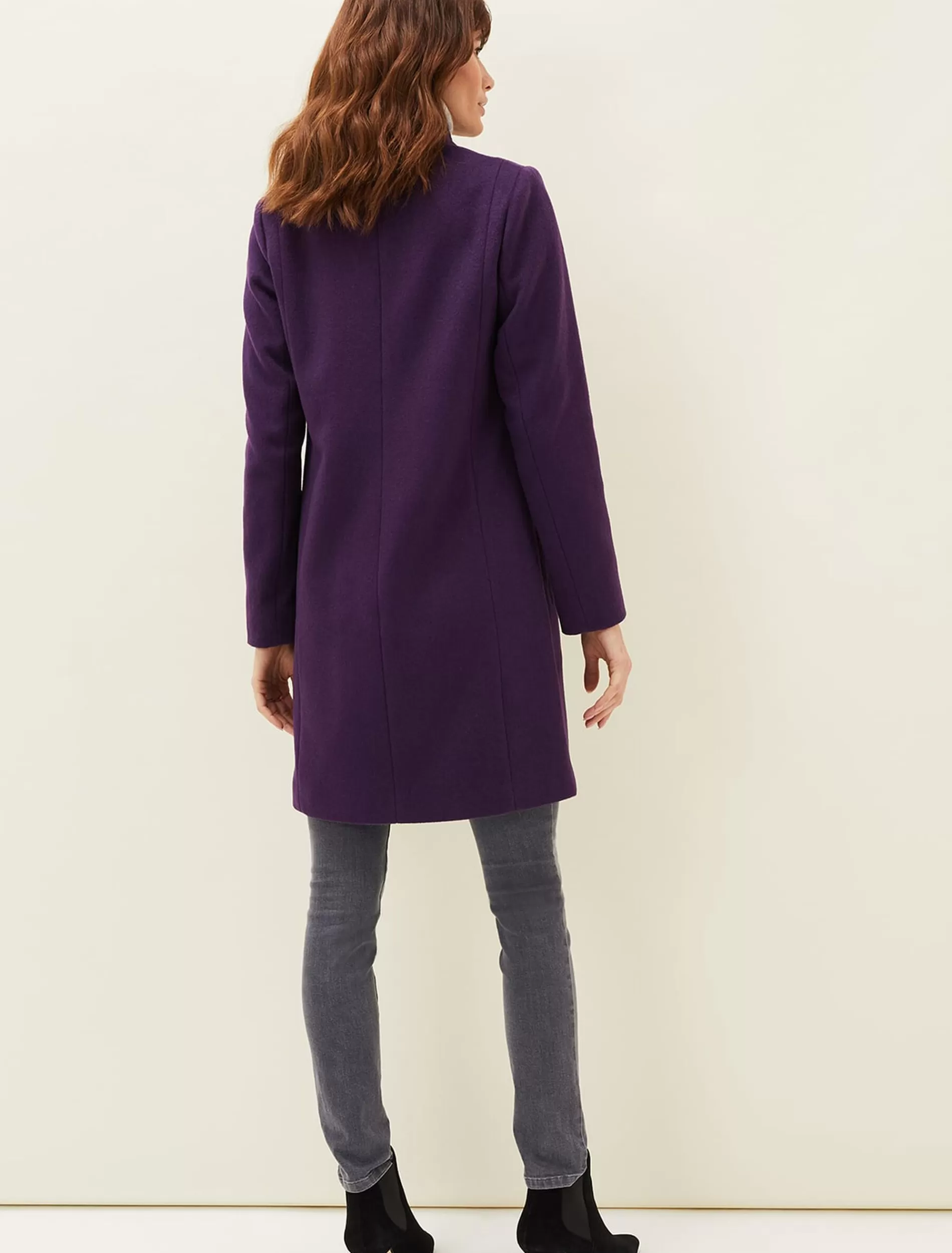 Phase Eight Baillie Wool Coat Purple Clearance
