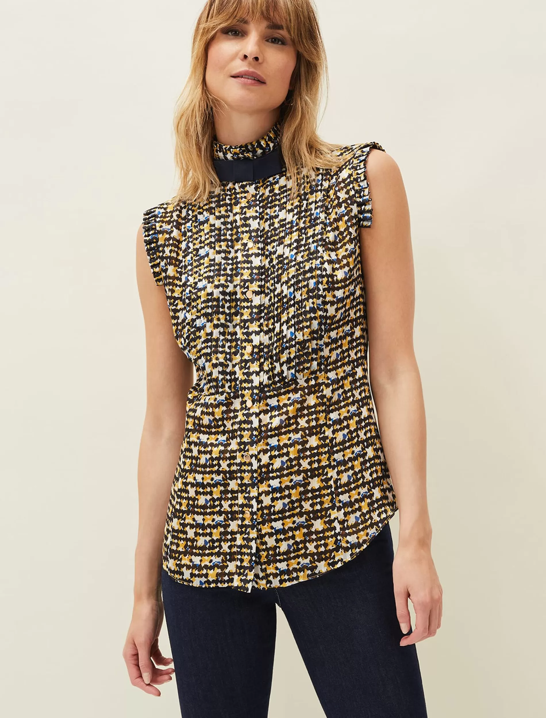 Phase Eight Bari Print Blouse Yellow Flash Sale