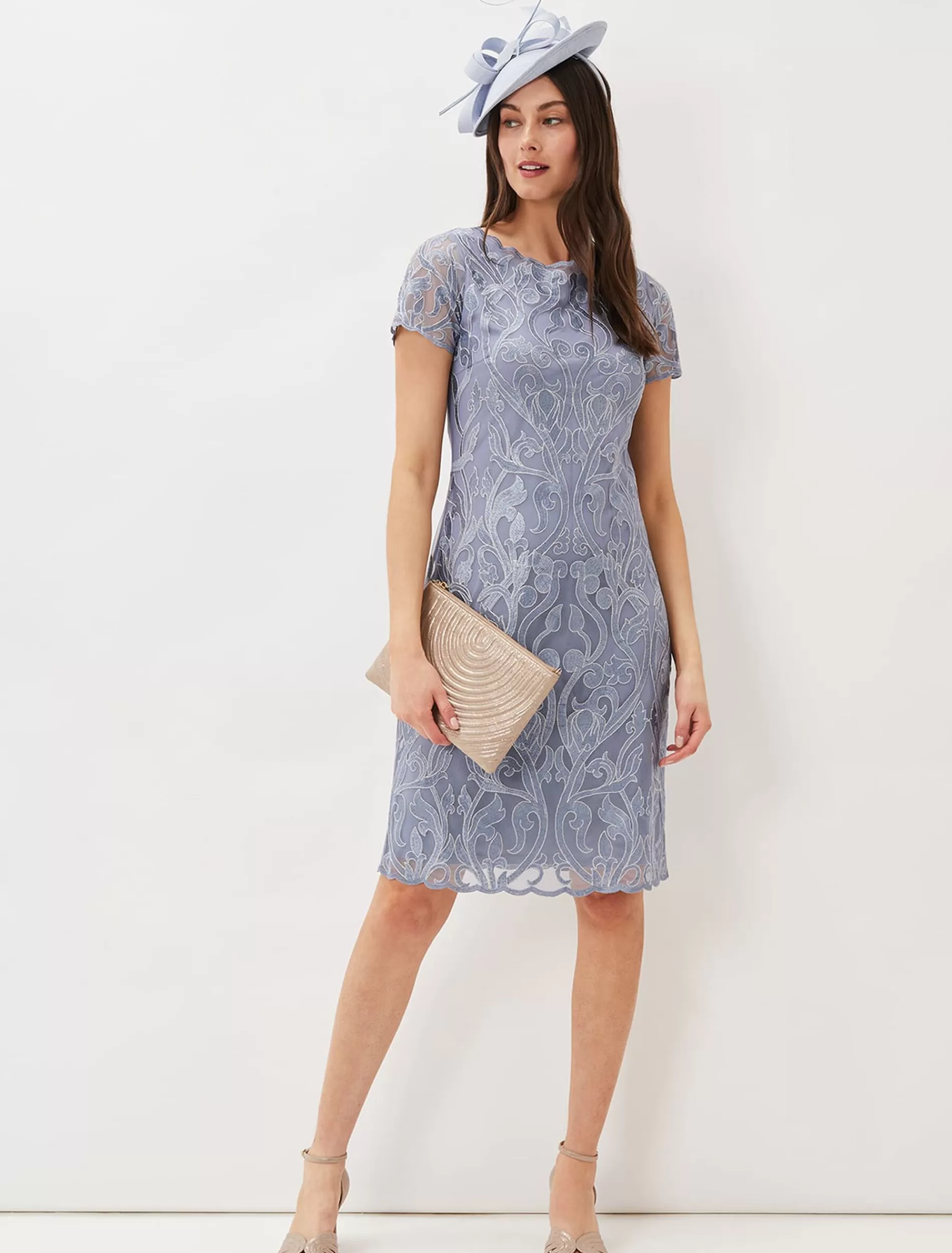 Phase Eight Bea Embroidered Dress Arctic Blue Flash Sale