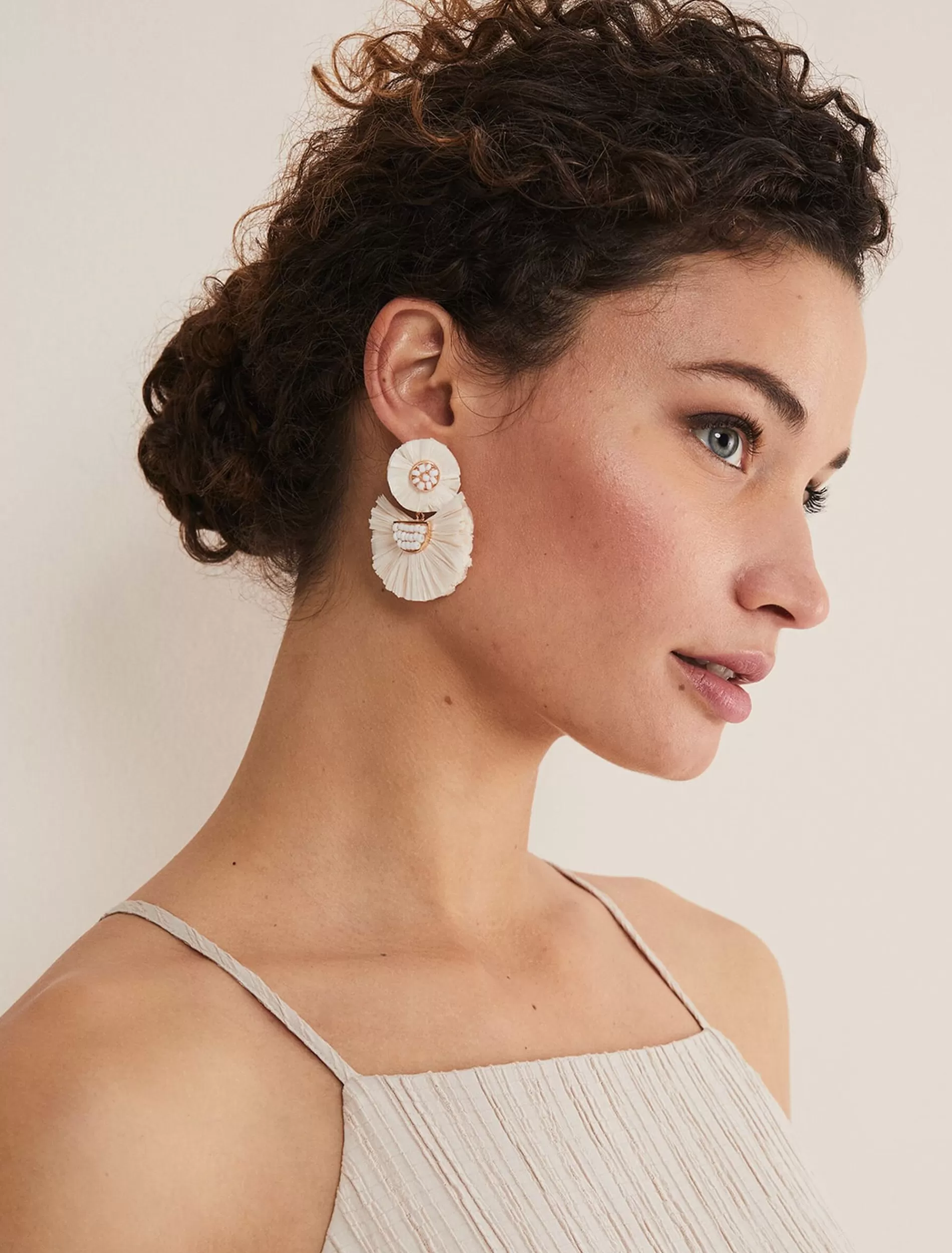 Phase Eight Beaded Fan Drop Earrings Cream Cheap
