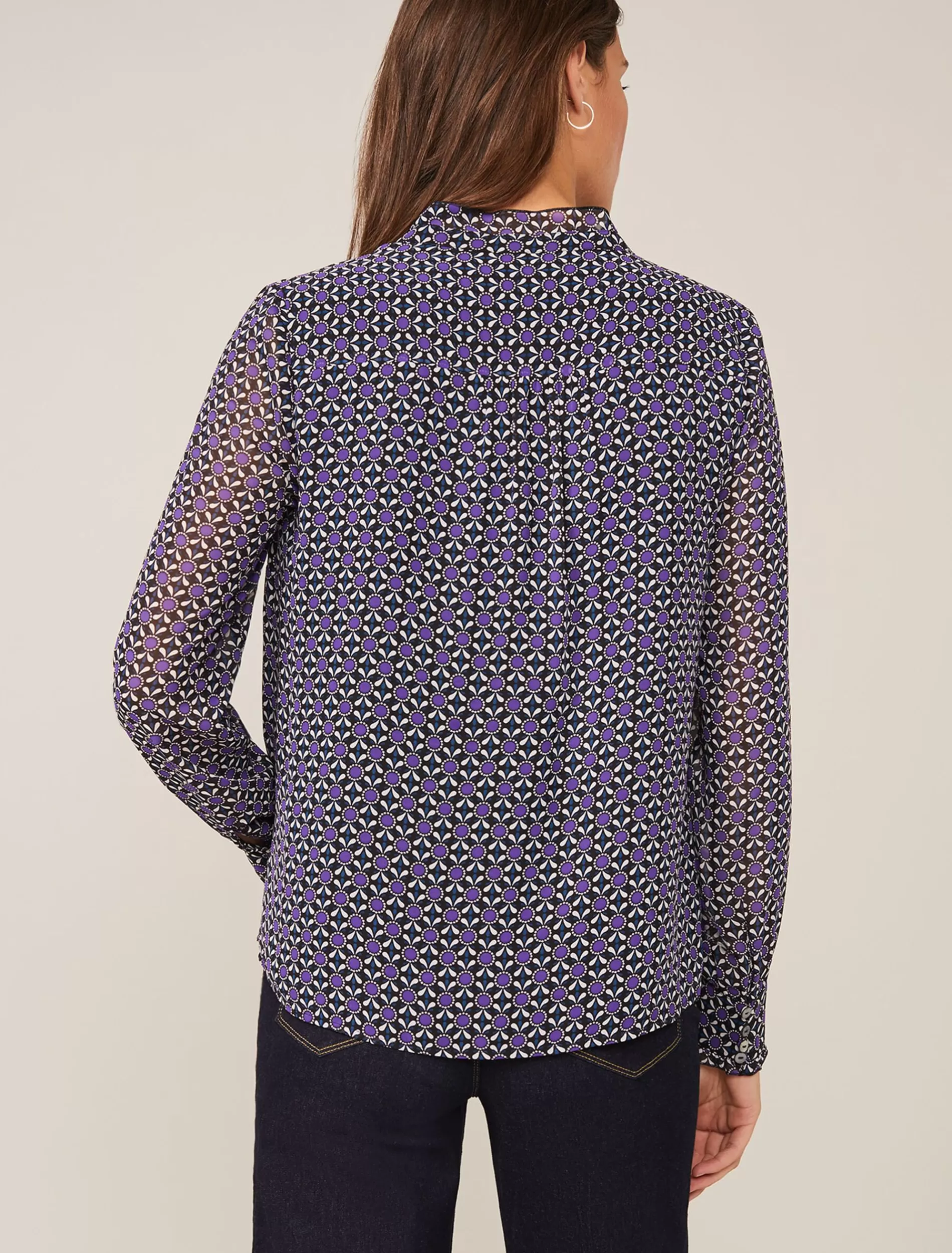 Phase Eight Beatrice Geo Print Blouse Purple Discount