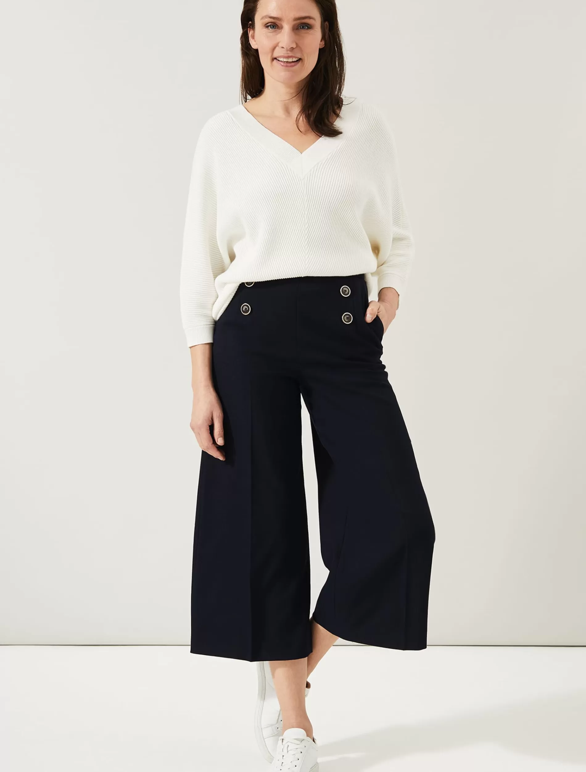 Phase Eight Beatrix Double Button Culotte Navy Fashion